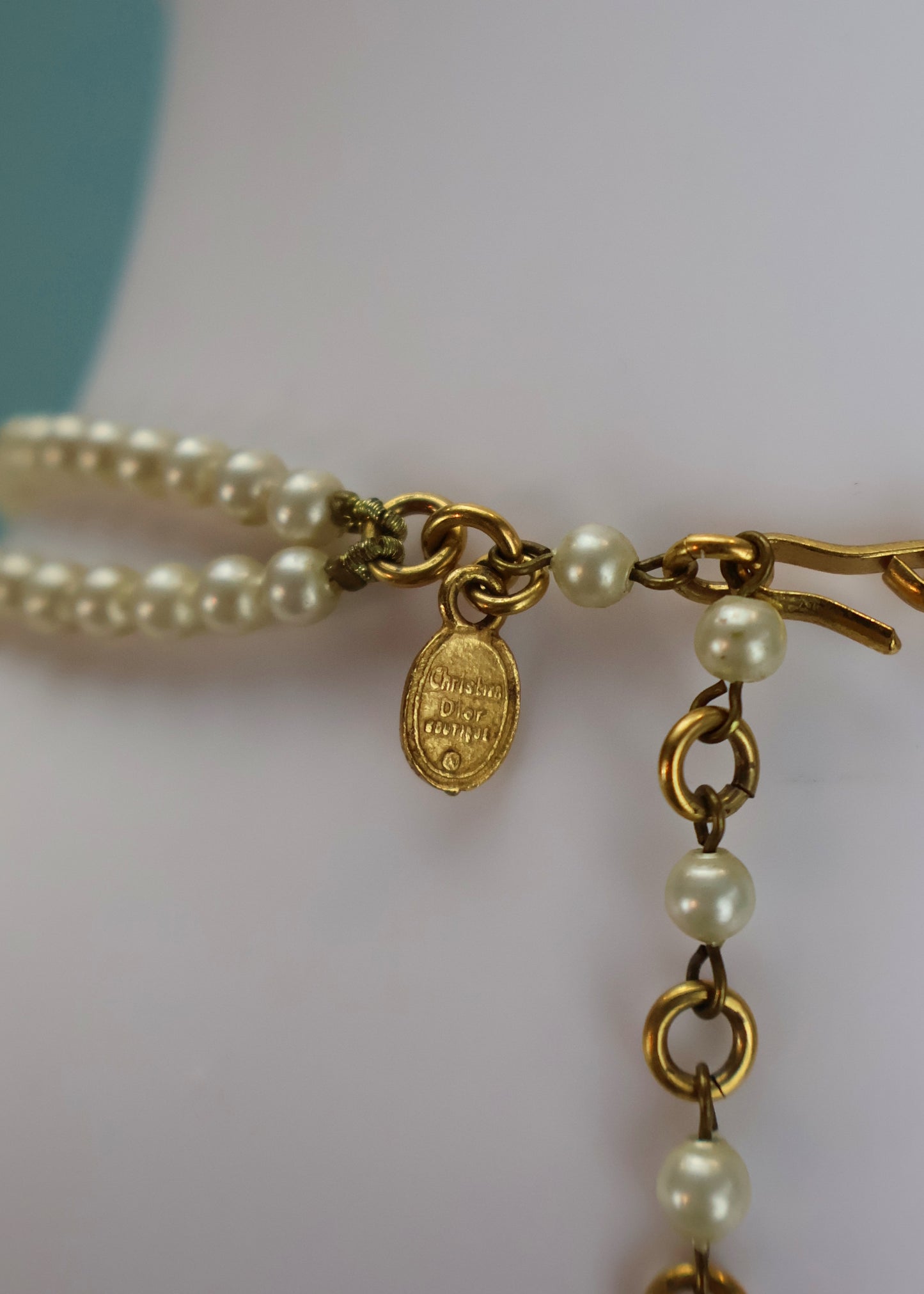 Dior 1998 Pearl & Rose Cameo Draped Necklace