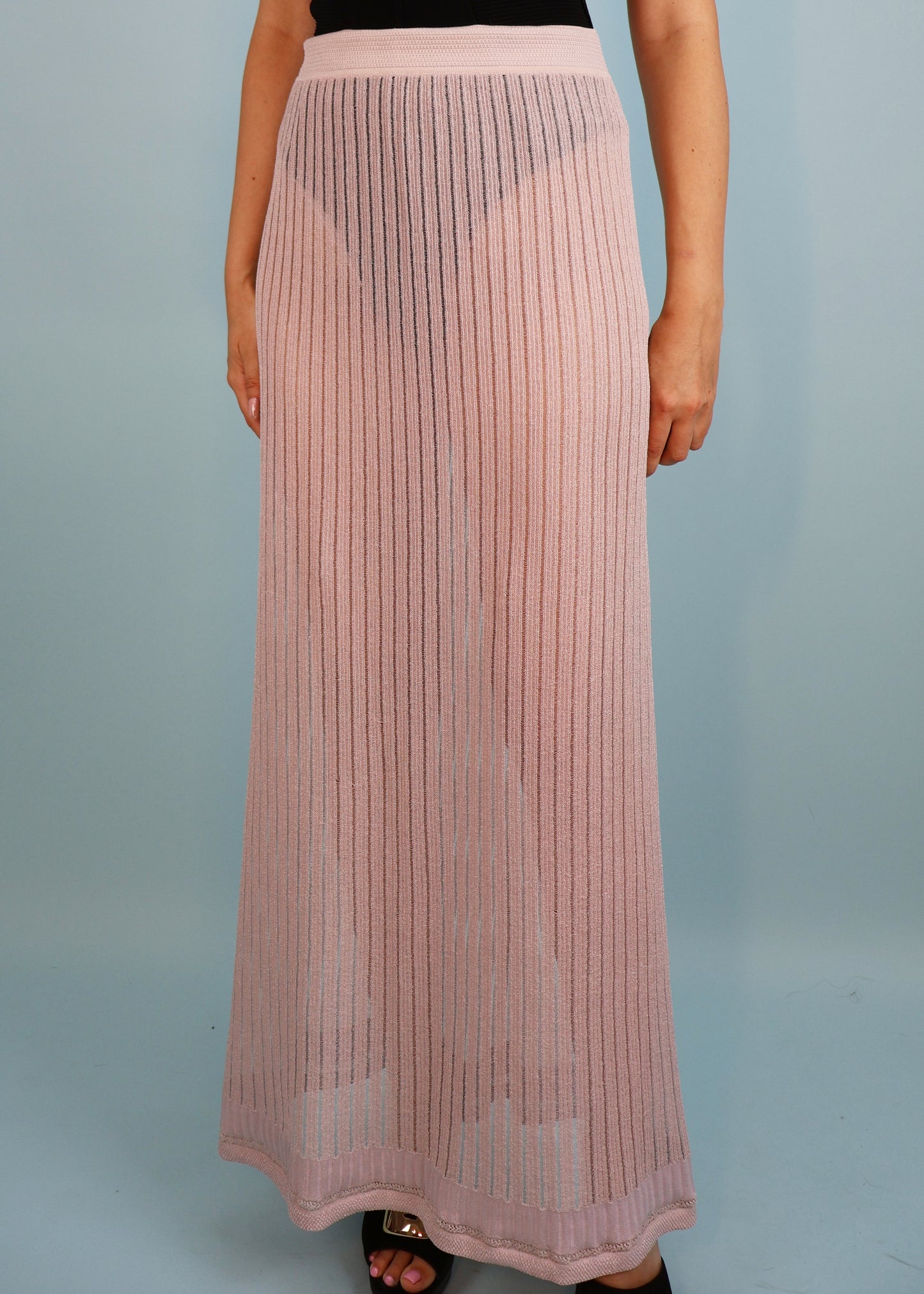 Azzedine Alaïa Spring 1991 Runway Grey Sheer Knit Maxi Skirt