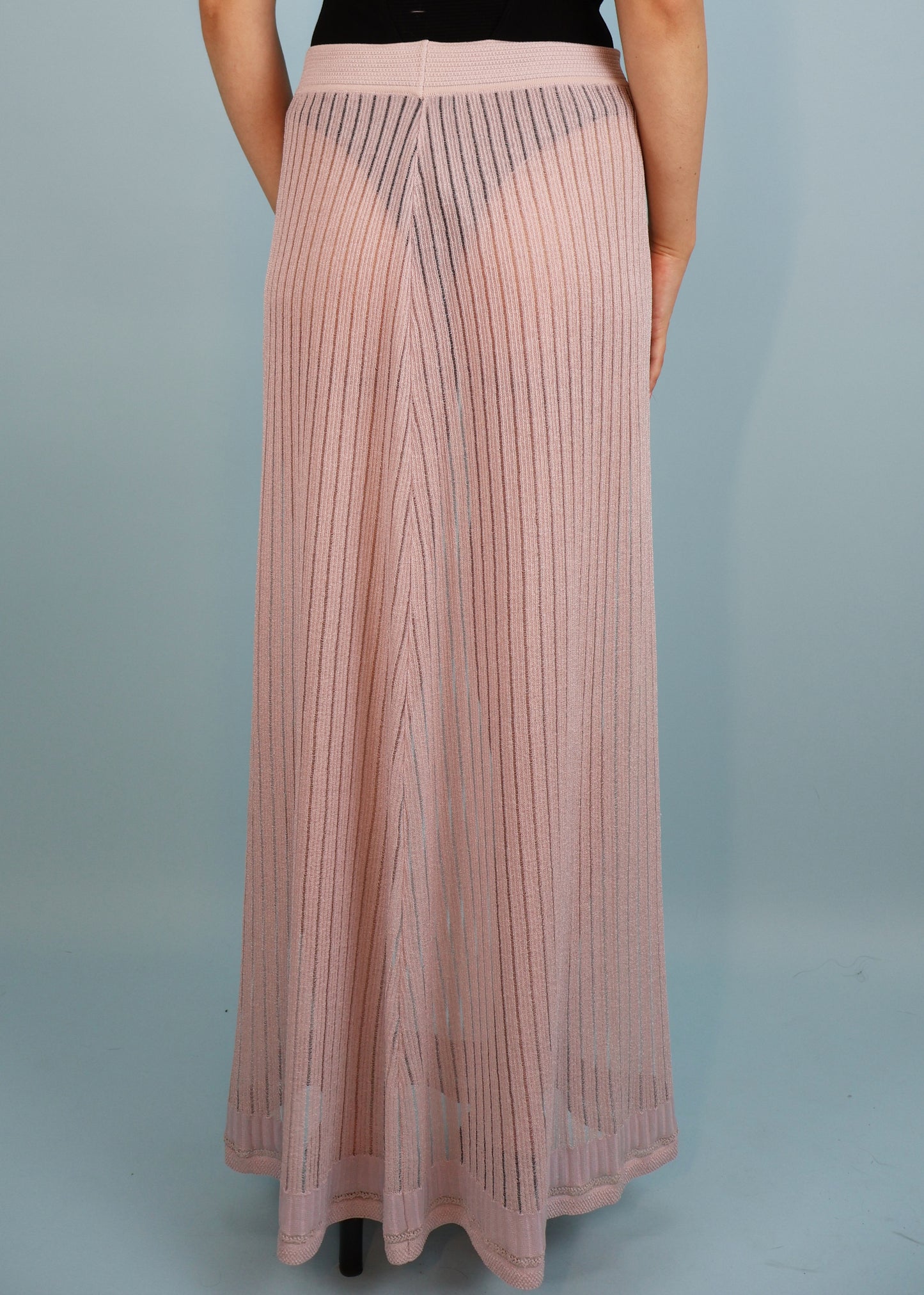 Azzedine Alaïa Spring 1991 Runway Grey Sheer Knit Maxi Skirt