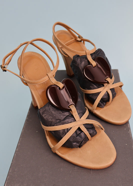 Alexander McQueen Heart Beige Leather Heels