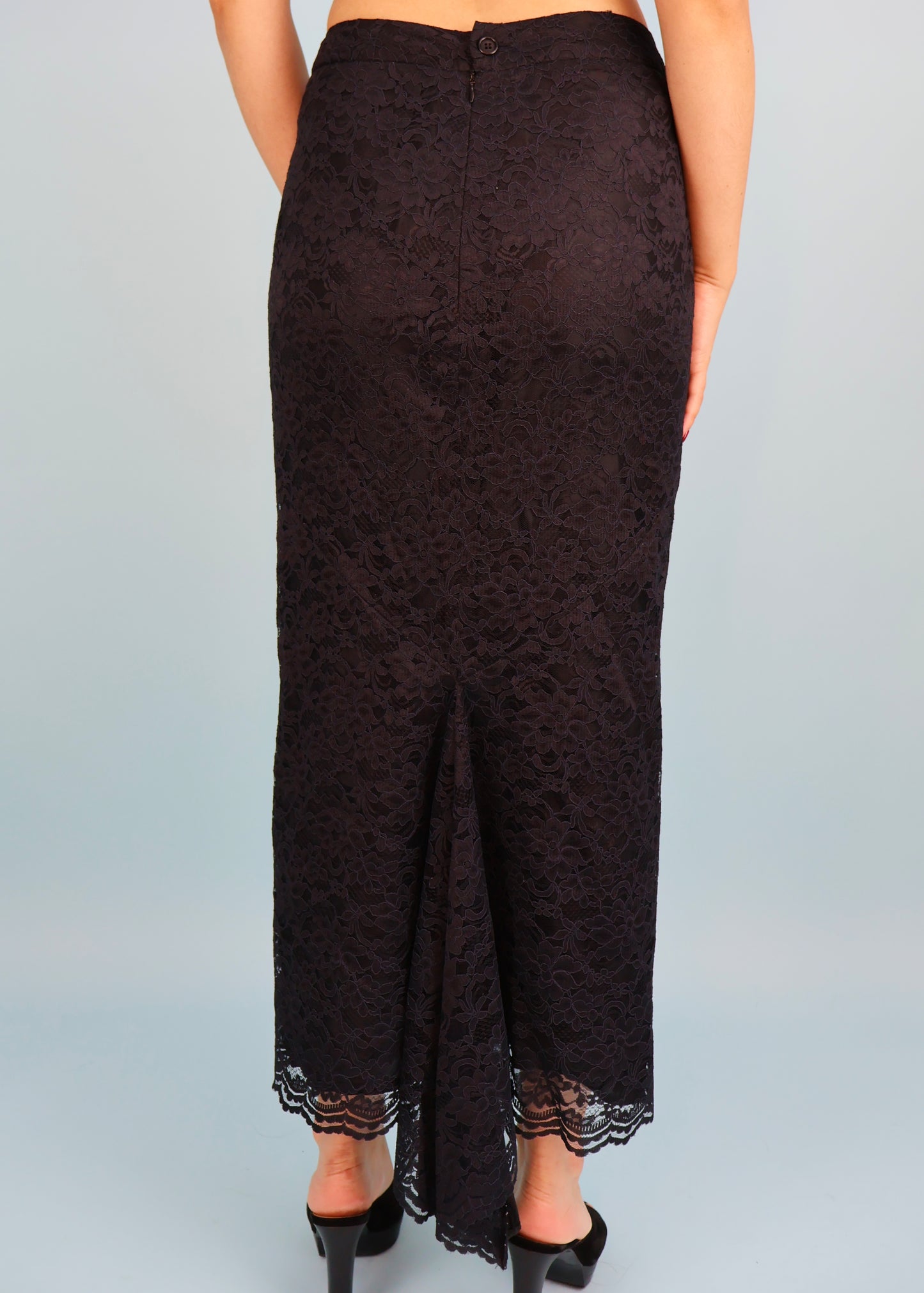 Alexander McQueen Spring 1999 Black Lace Maxi Skirt