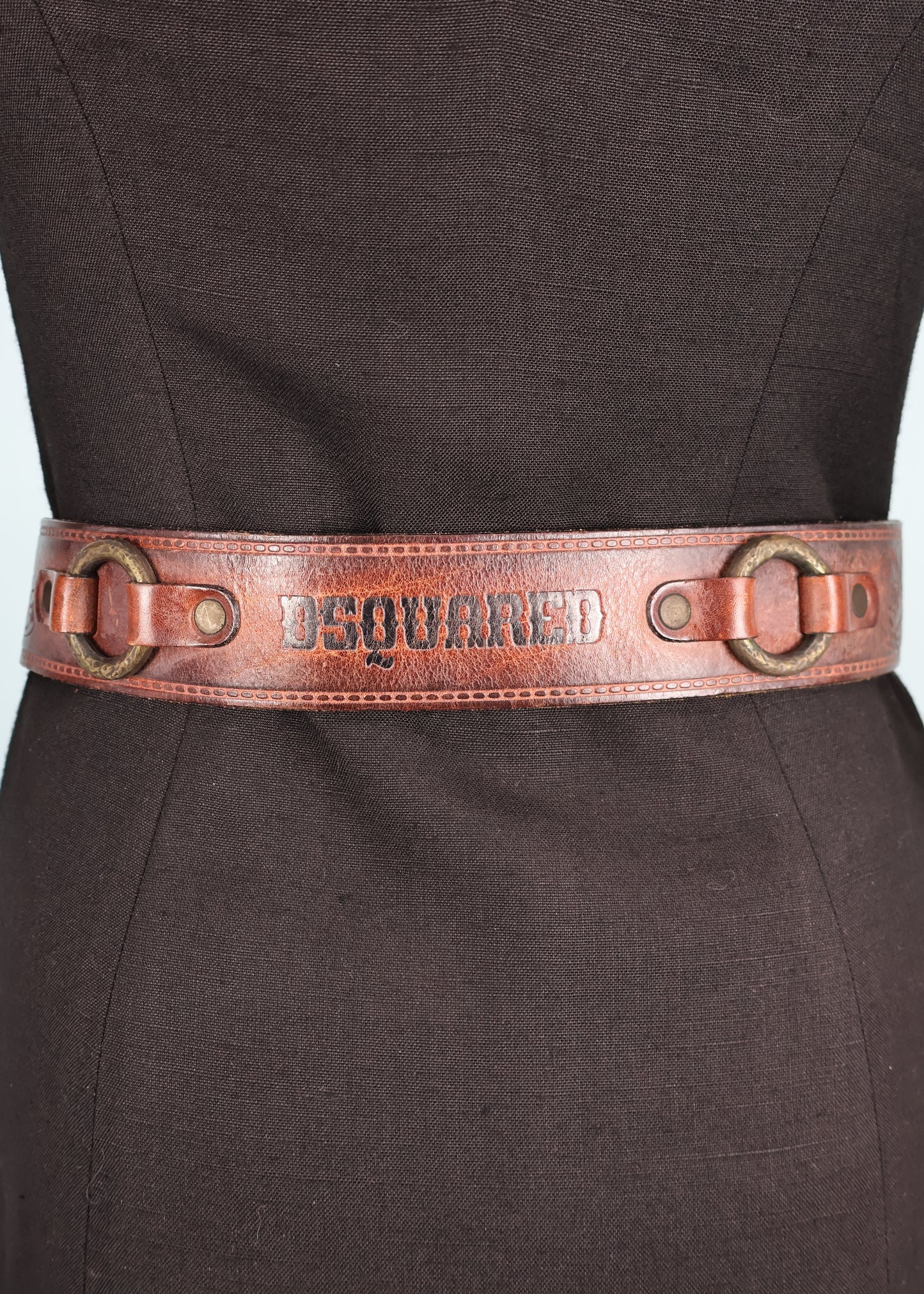 DSquared2 Large Buckle Brown Leather Belt