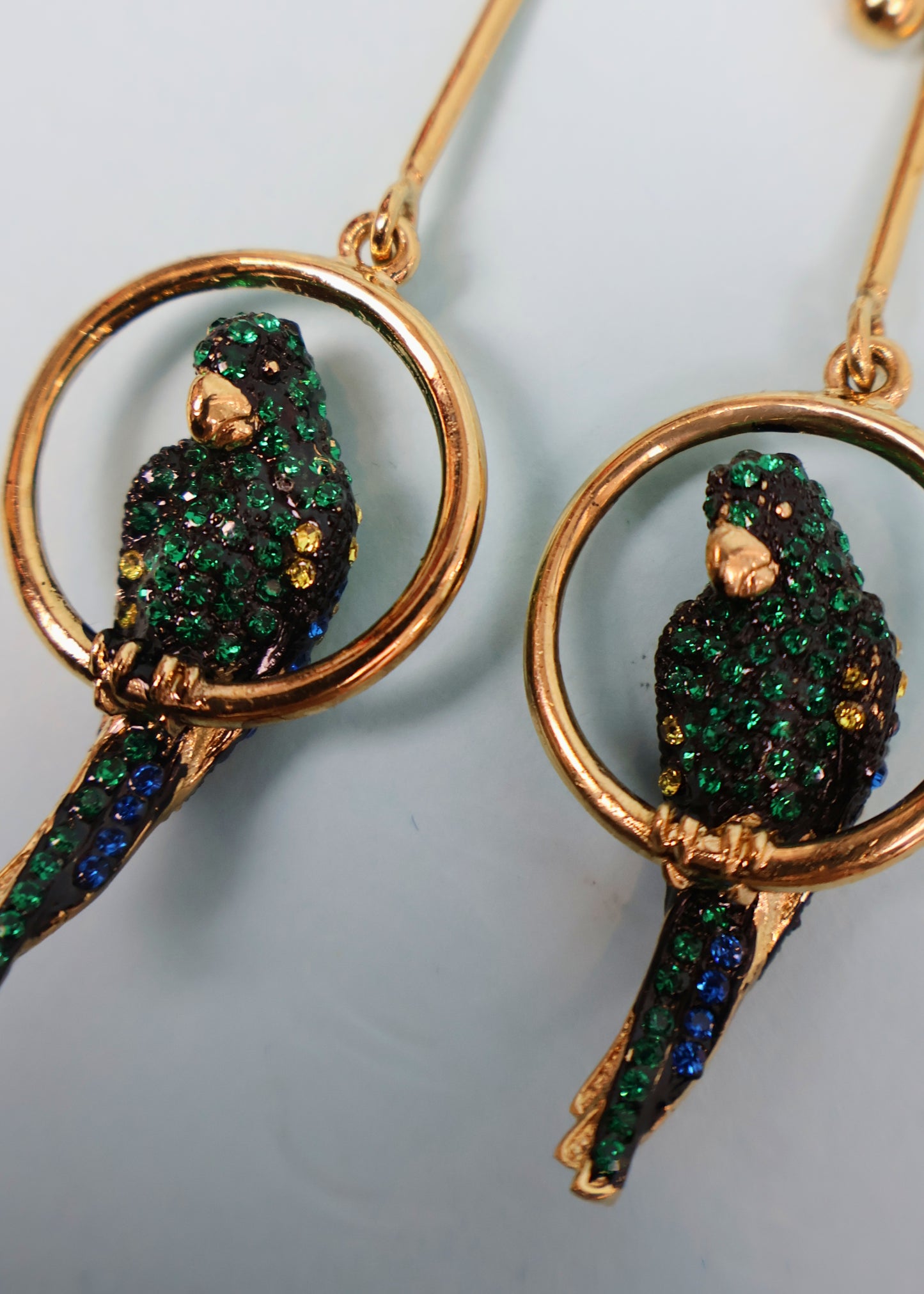 Roberto Cavalli Green Crystal Parrot Earrings
