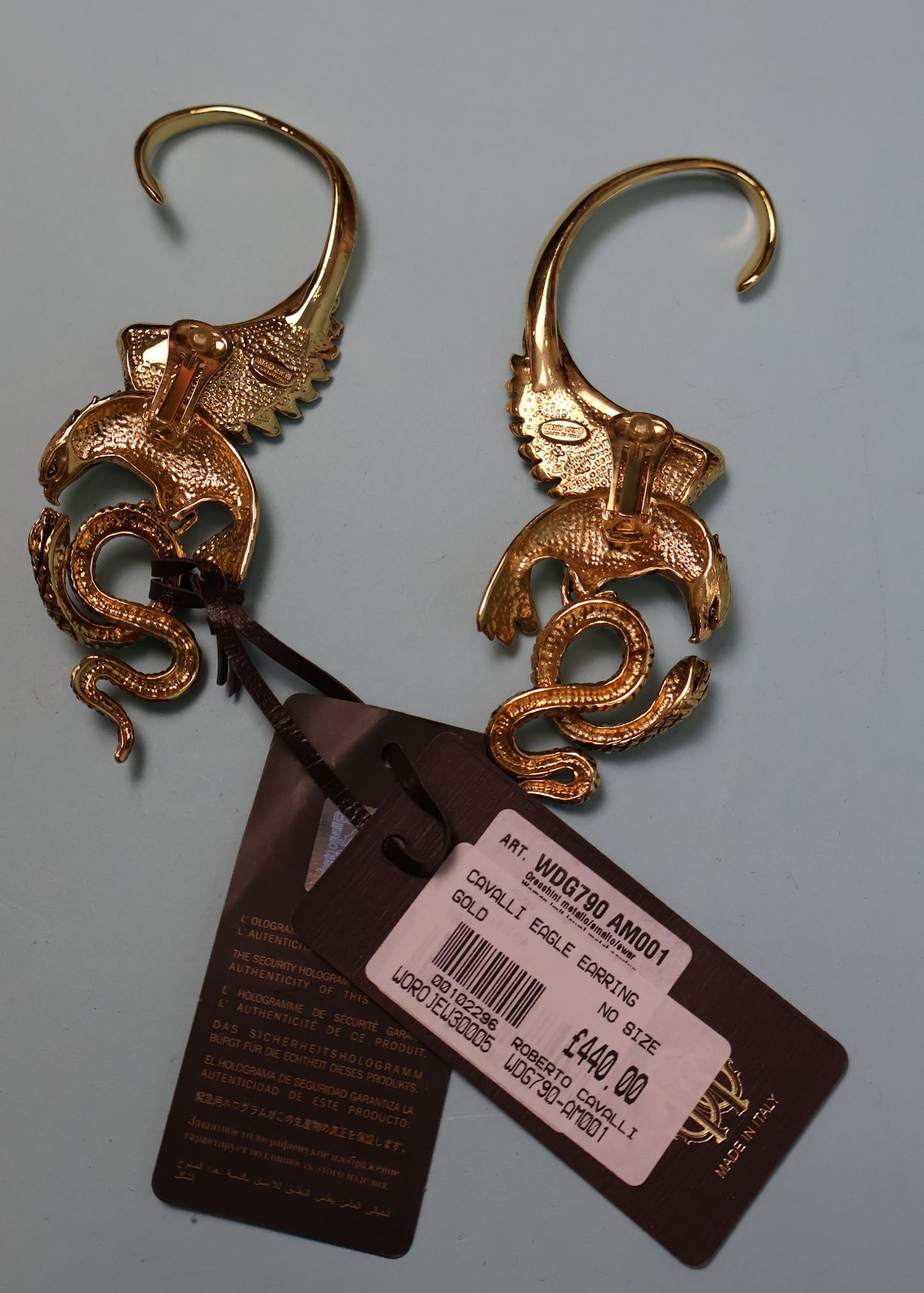 Roberto Cavalli Eagle & Snake Ear Cuff Earrings