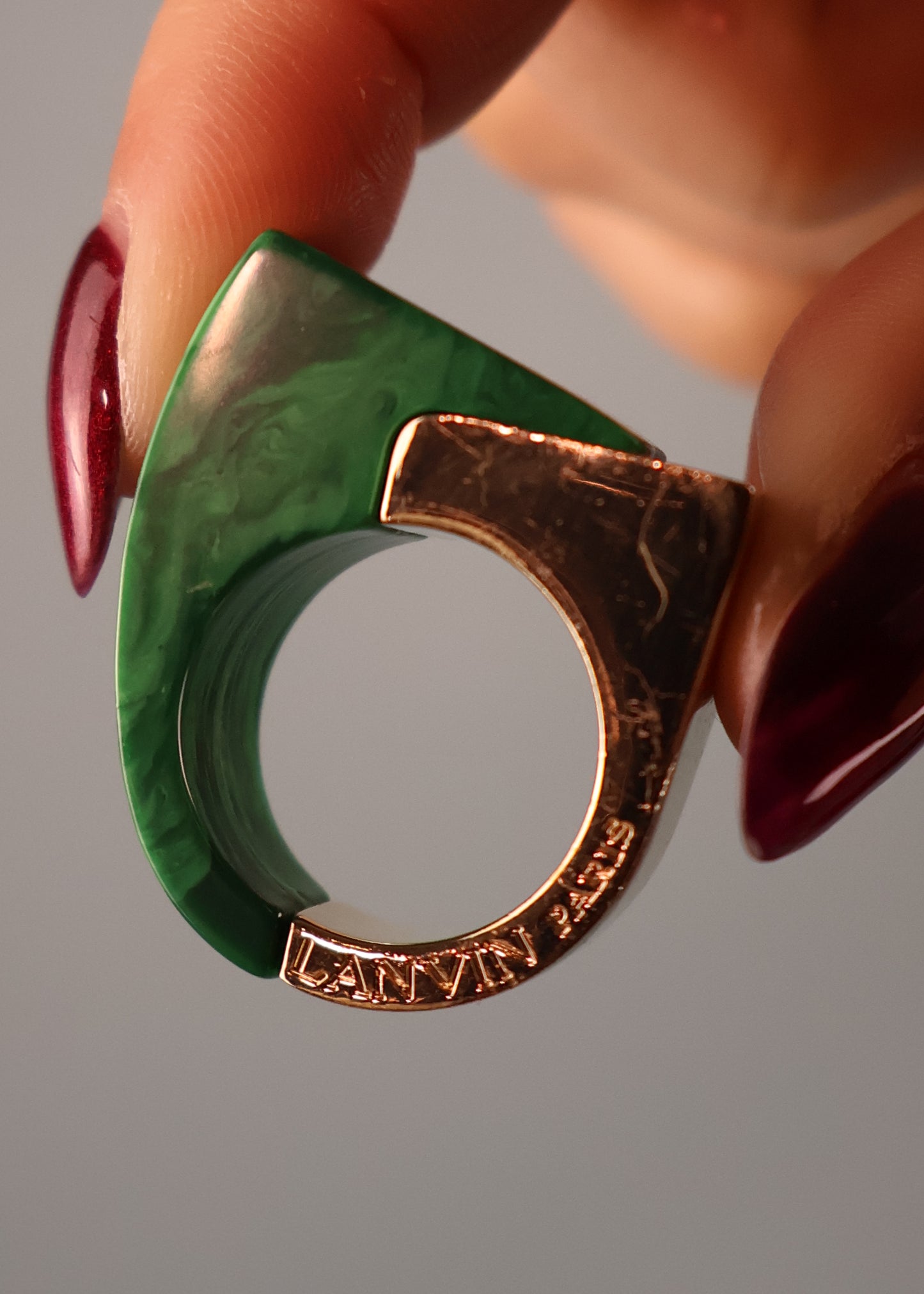 Lanvin Green & Gold Geometric Ring