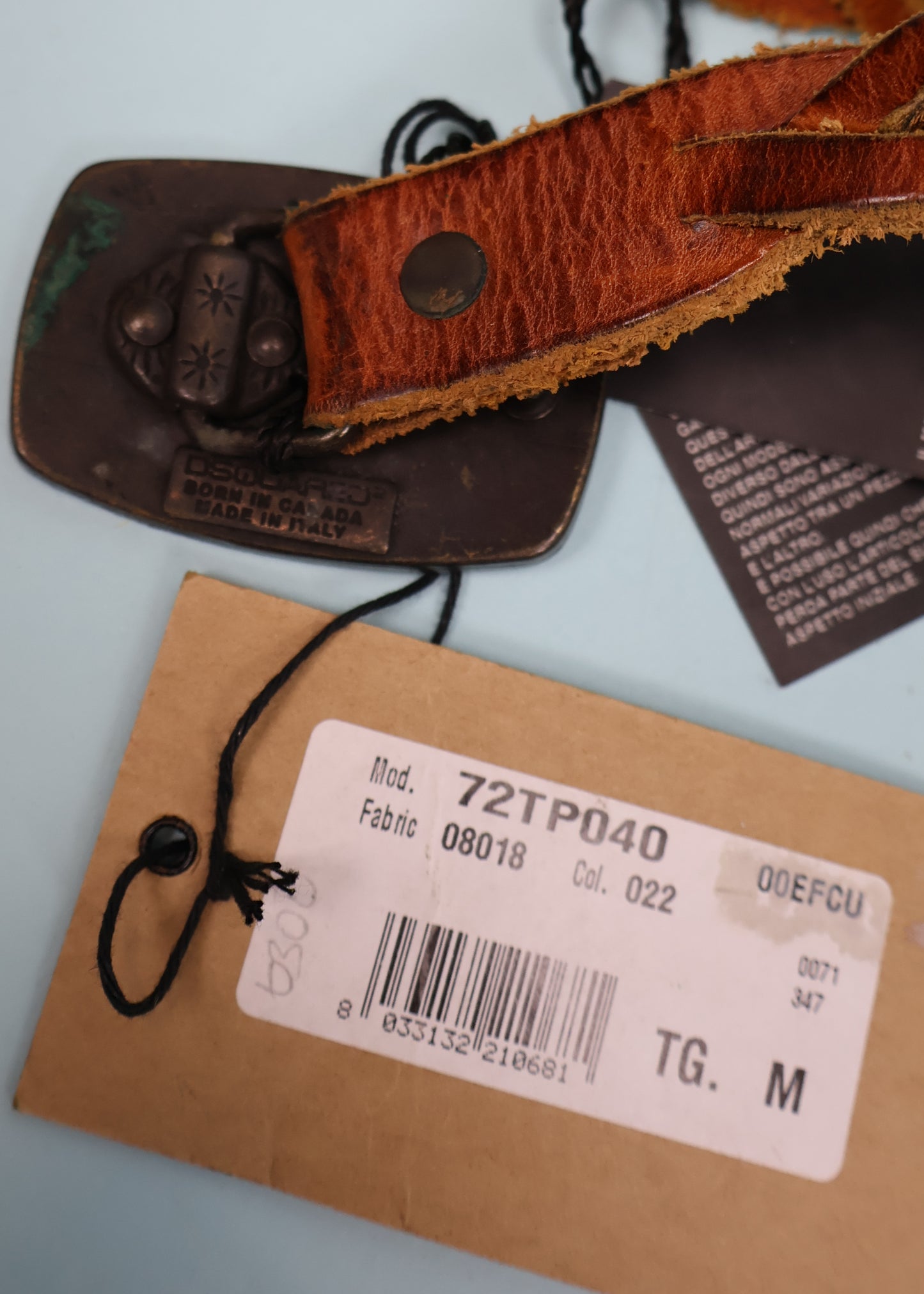 DSquared2 Seaside Buckle Brown Leather Woven Belt