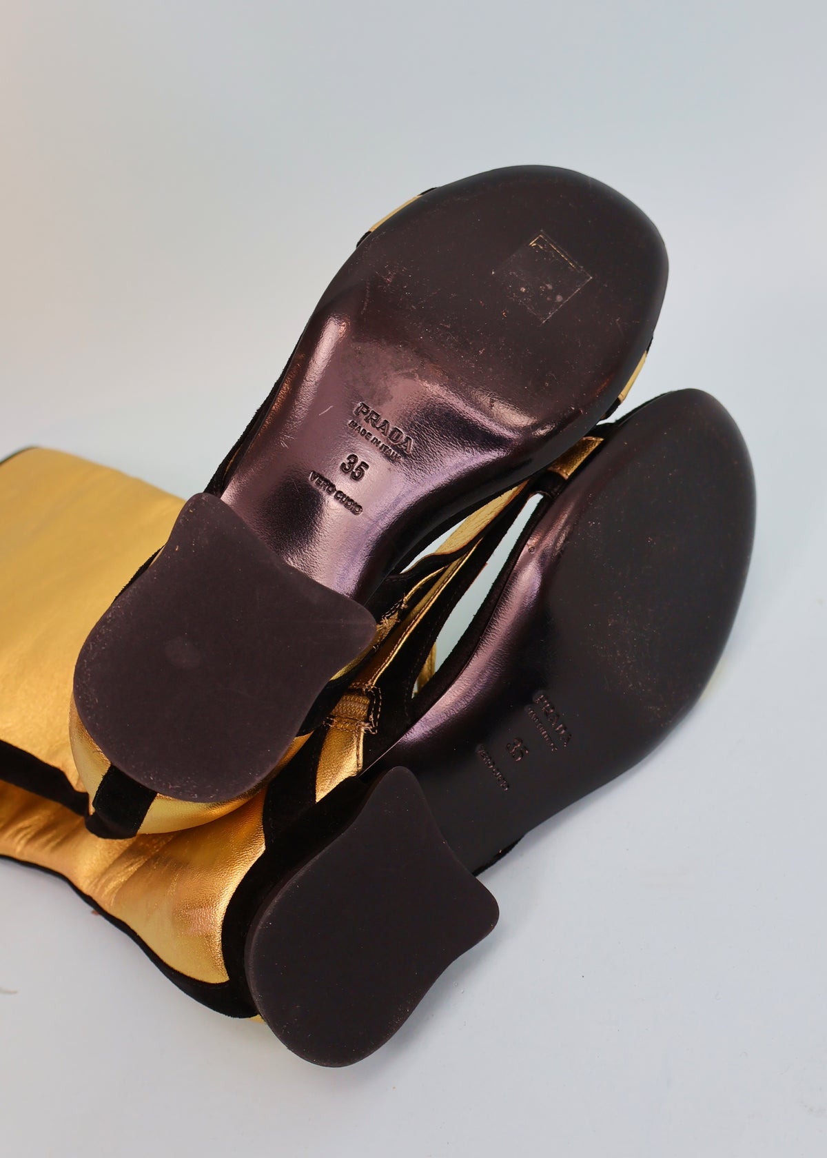 Prada Spring 2008 Runway Gold Leather Long Boot Sandals
