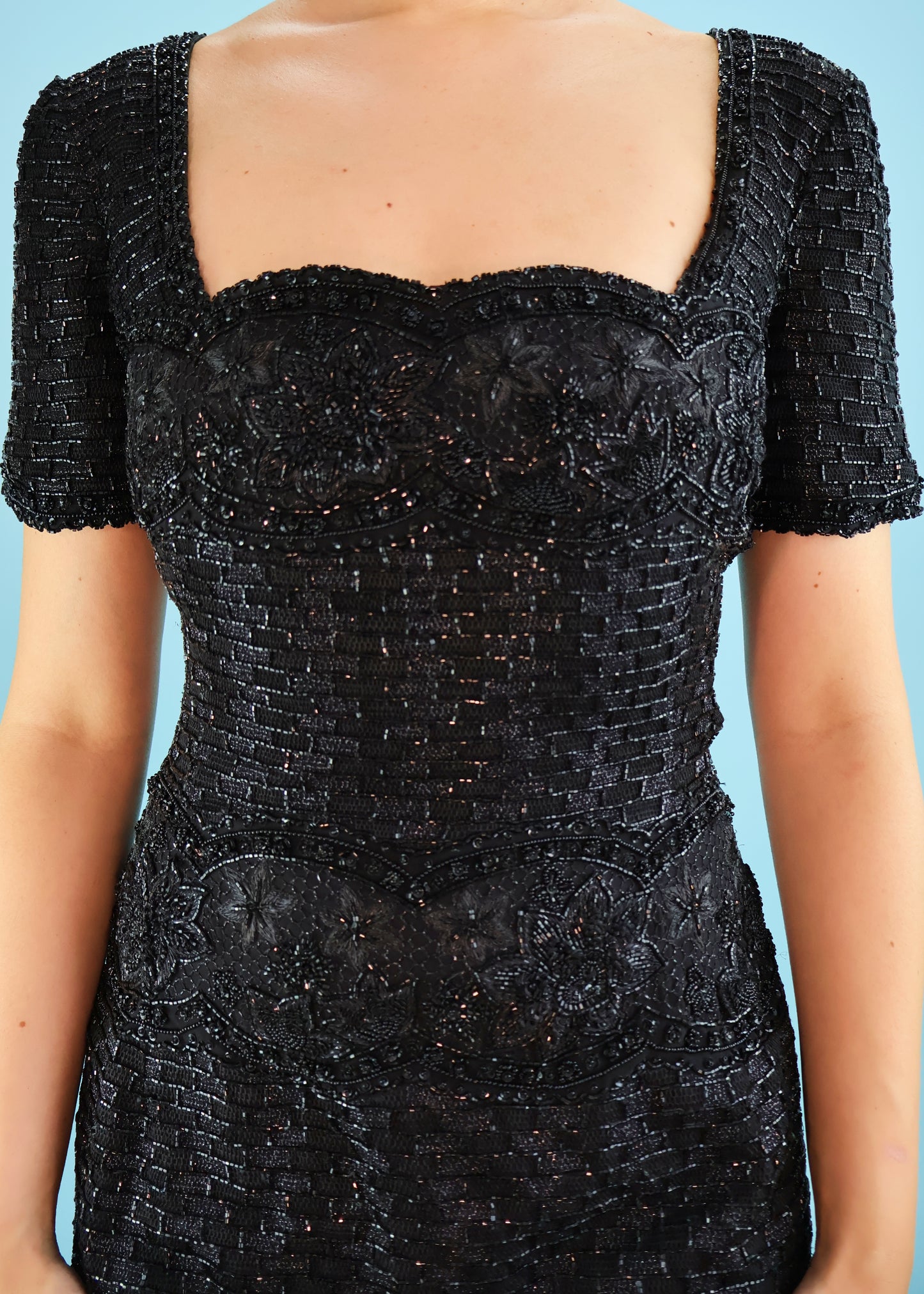 Escada Couture Heavily Beaded Black Silk Mini Dress