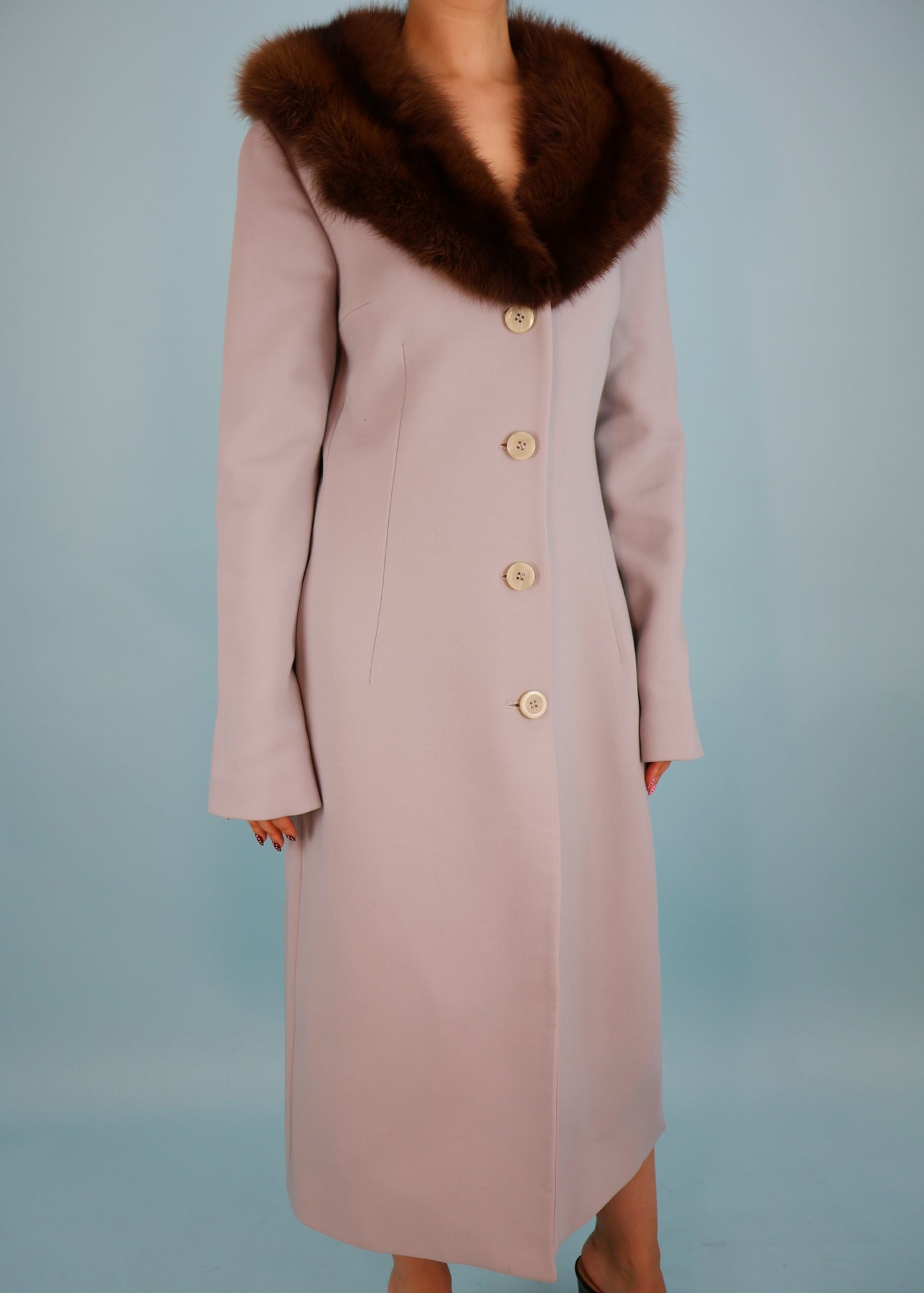 Dolce & Gabbana Fall 1997 Mink Collar Blue Coat