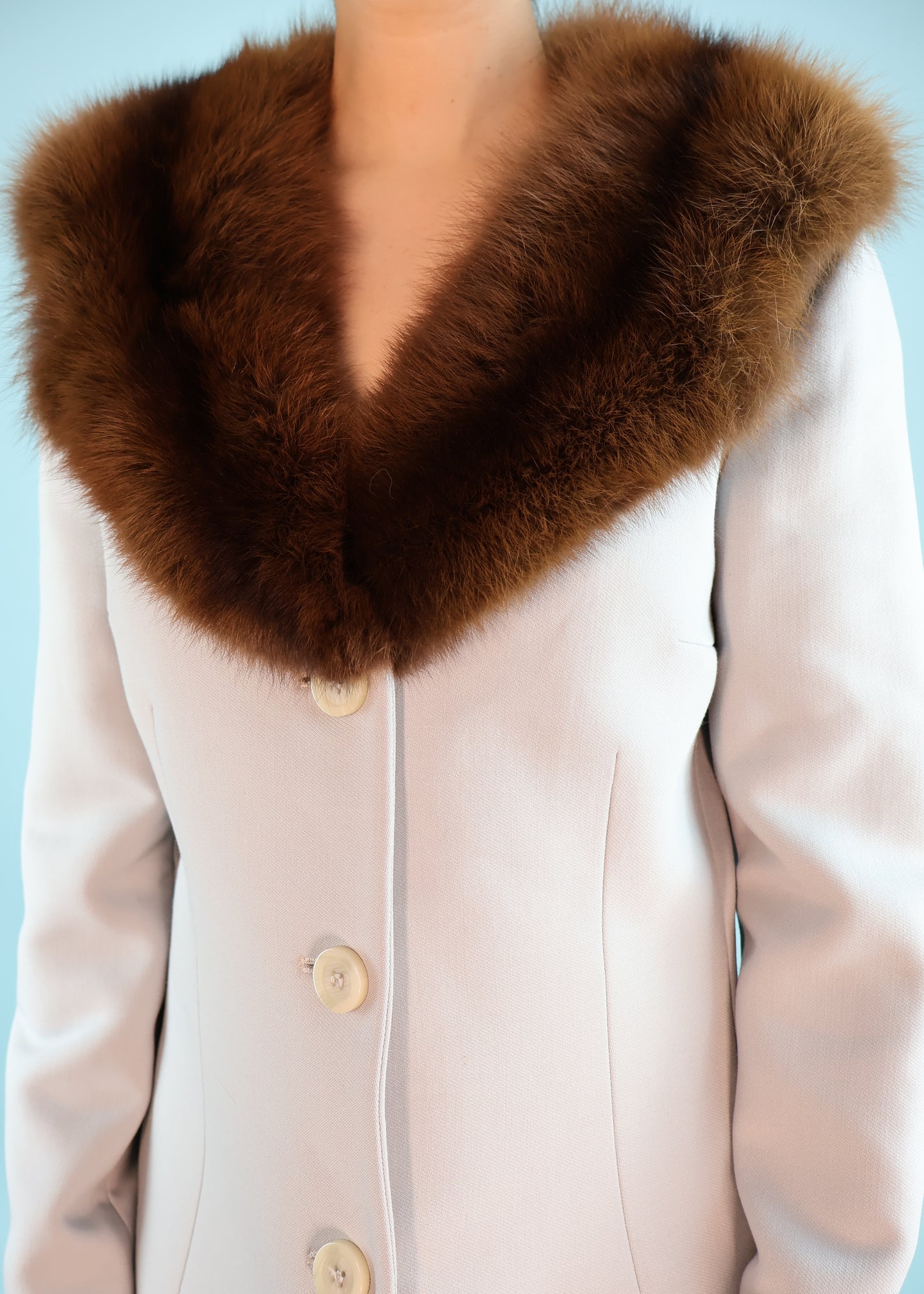 Dolce & Gabbana Fall 1997 Mink Collar Blue Coat