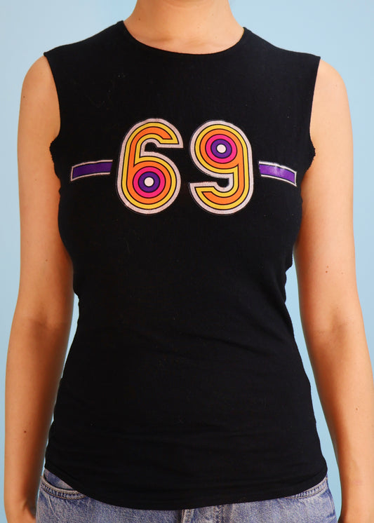 Chloé Fall 2000 69 Print Black Tank Top