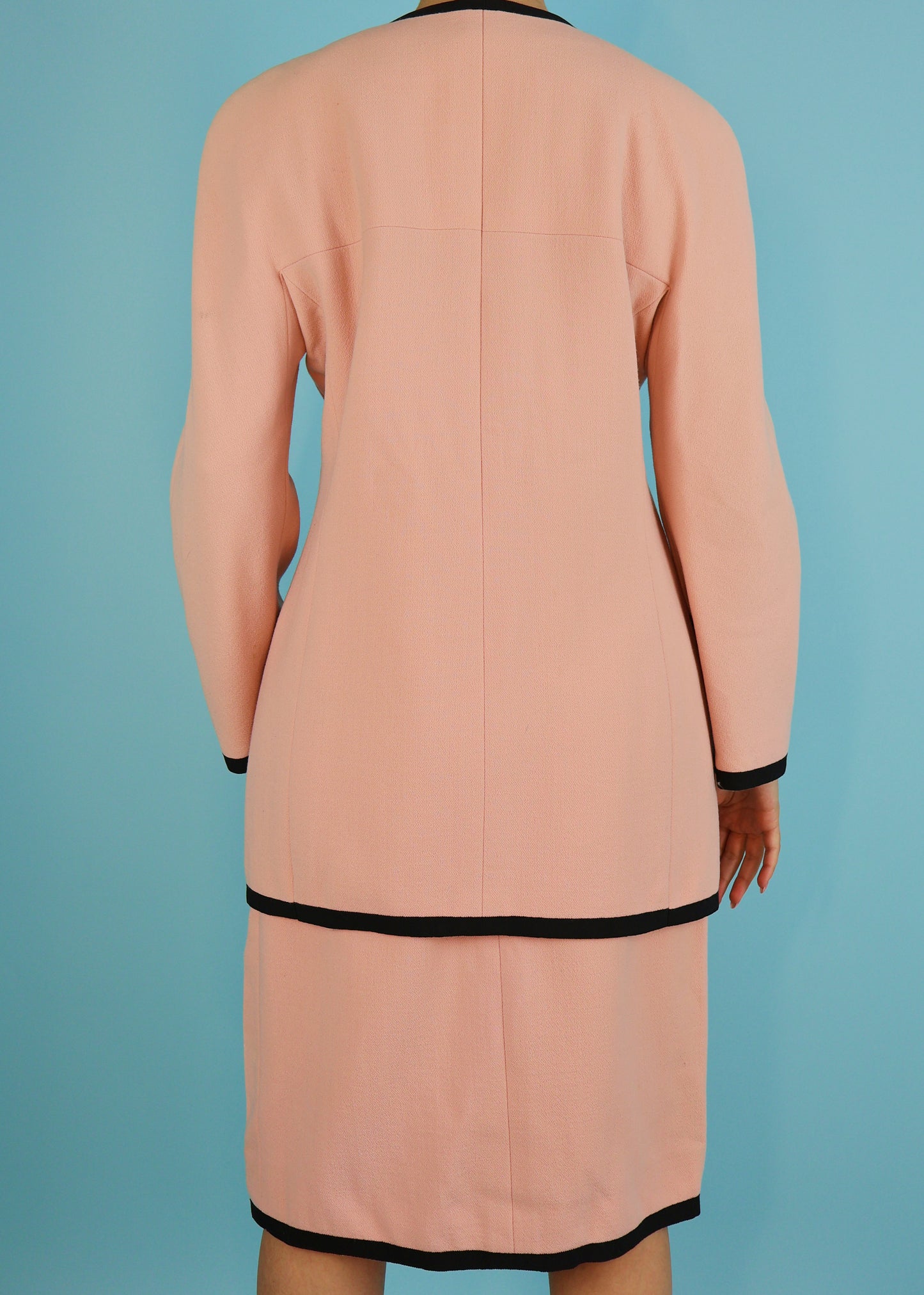 Chanel Spring 1991 Pink & Black Jacket & Skirt Suit Set
