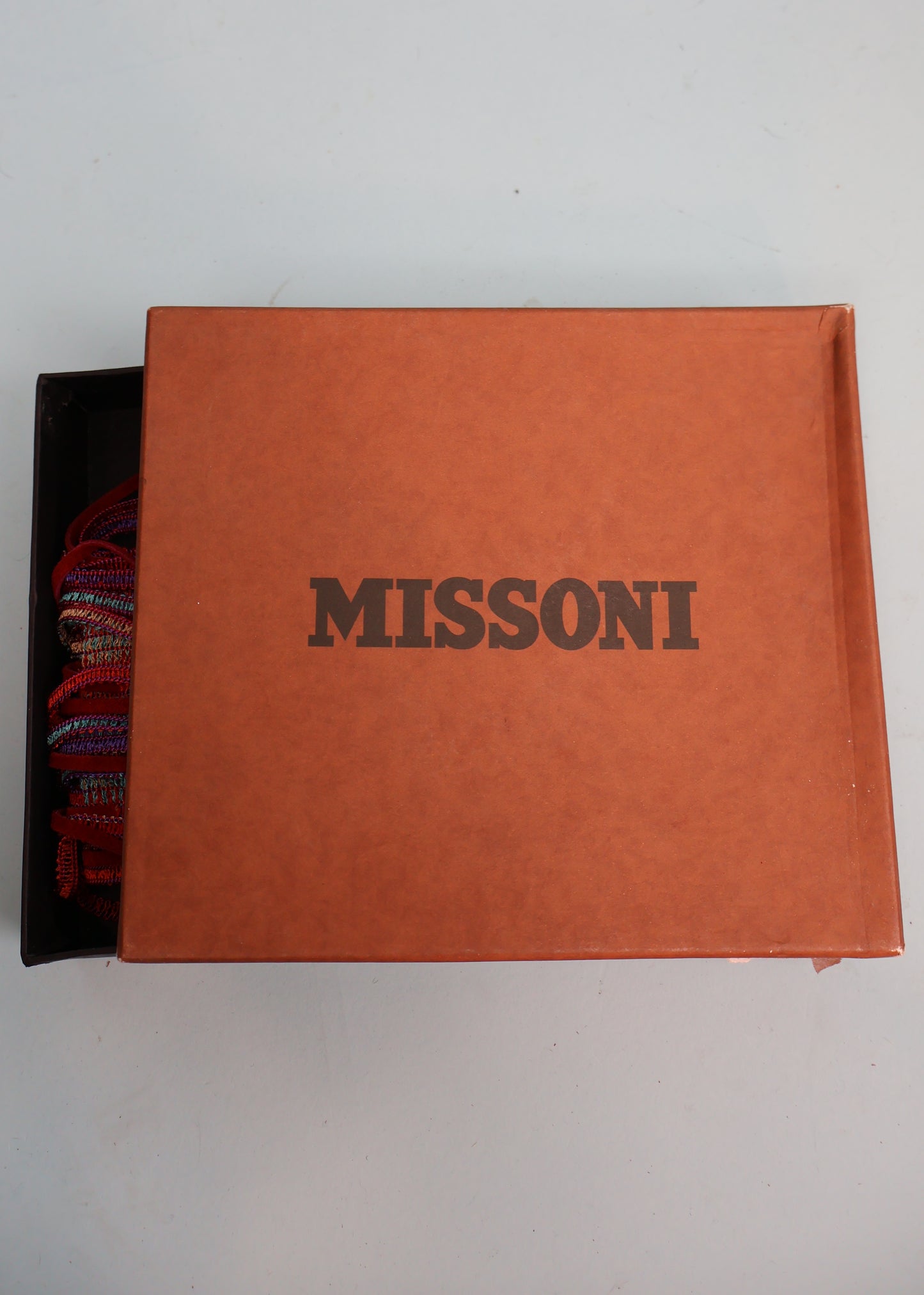 Missoni Red Skinny Leather Fringed Scarf