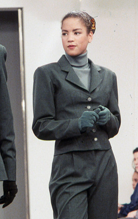 Azzedine Alaïa Fall 1987 Runway Grey Corset Jacket & Skirt Suit Set