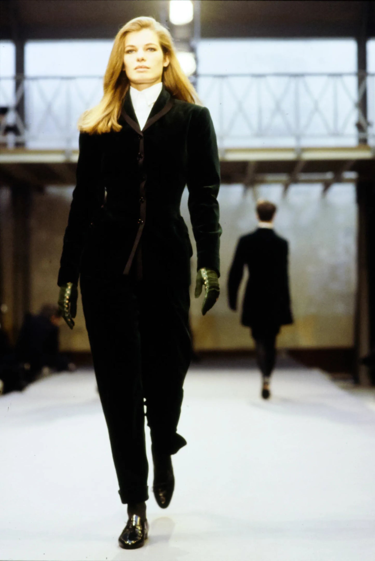 Azzedine Alaïa Fall 1989 Runway Black Velvet Jacket & Trouser Suit Set