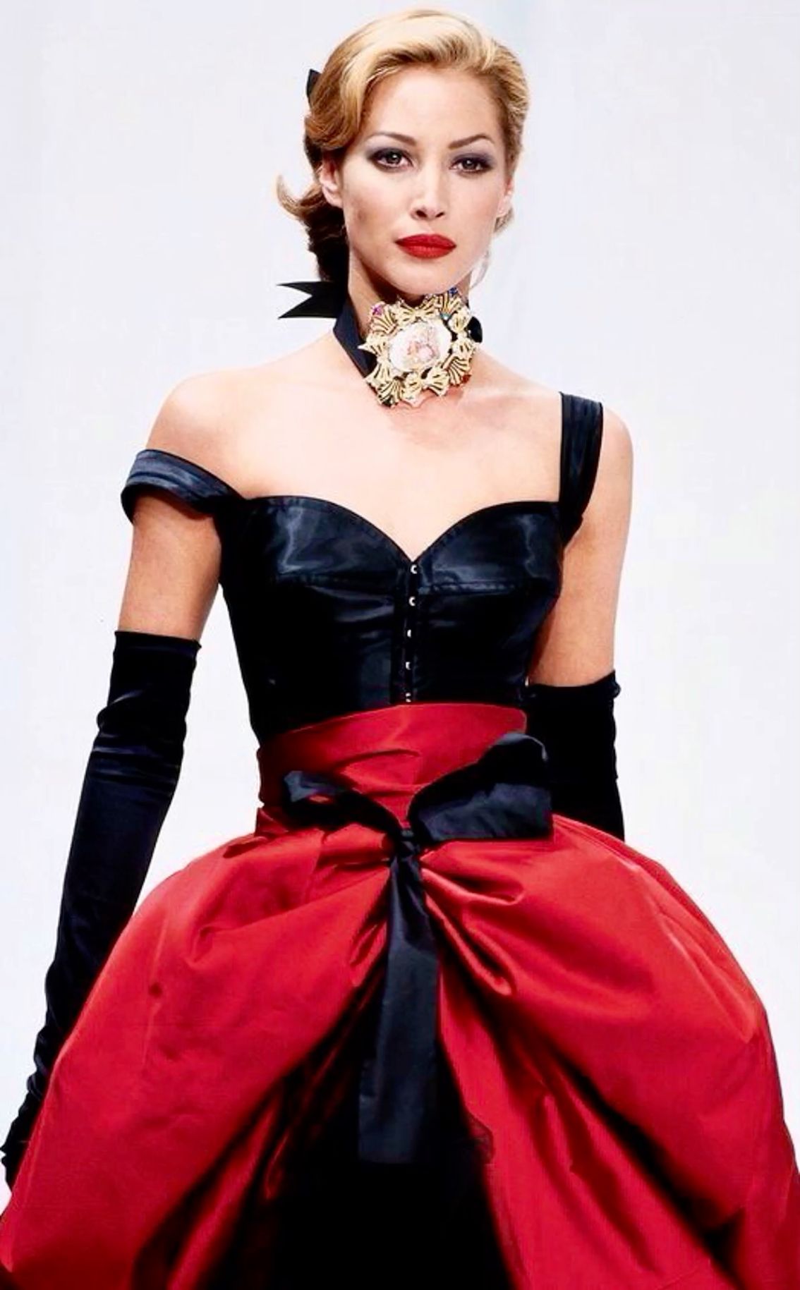 Dolce & Gabbana Fall 1992 Runway Red Satin Tulle Skirt