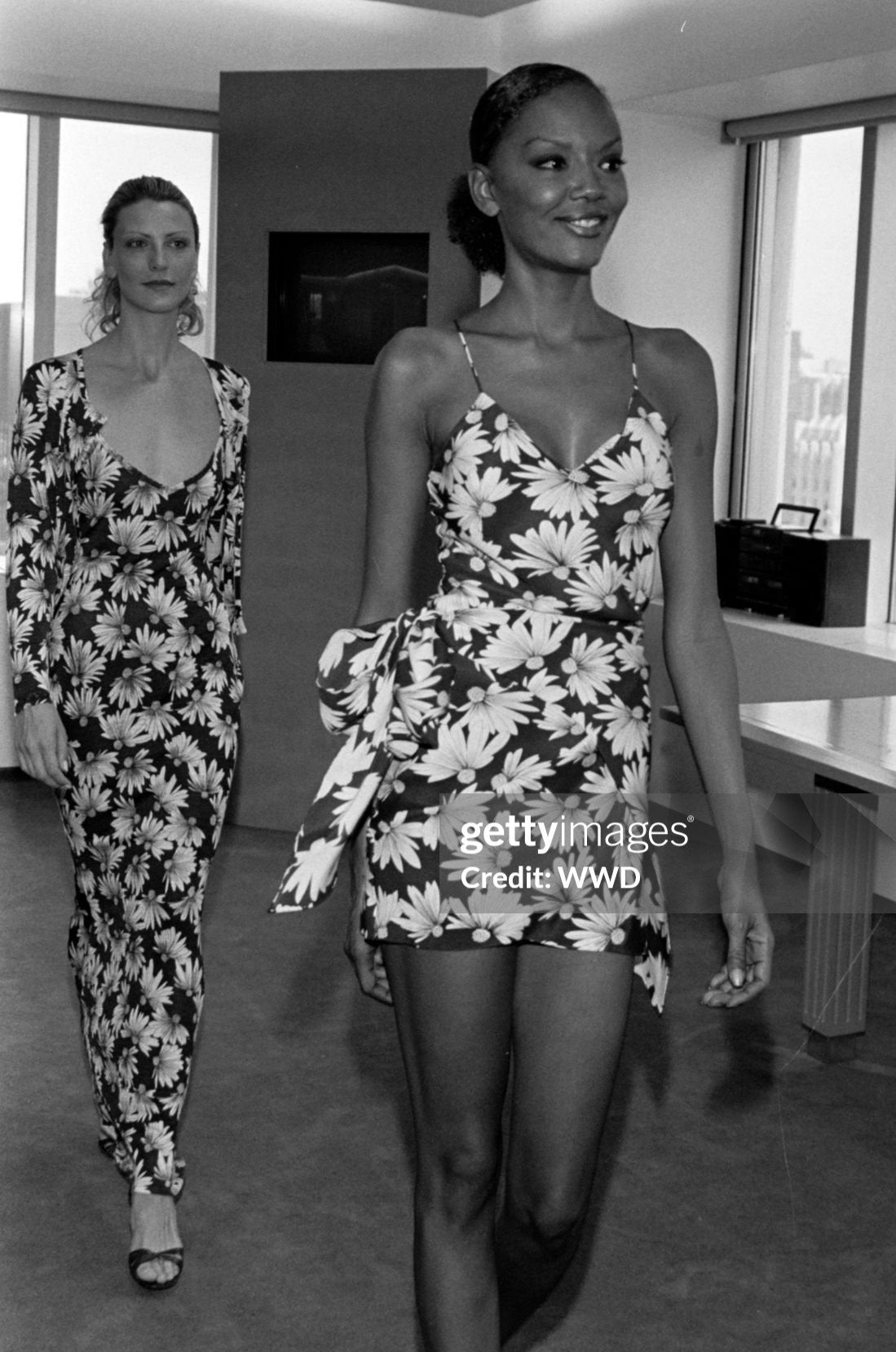 Dior Resort 1998 Blue & White Floral Knit Dress