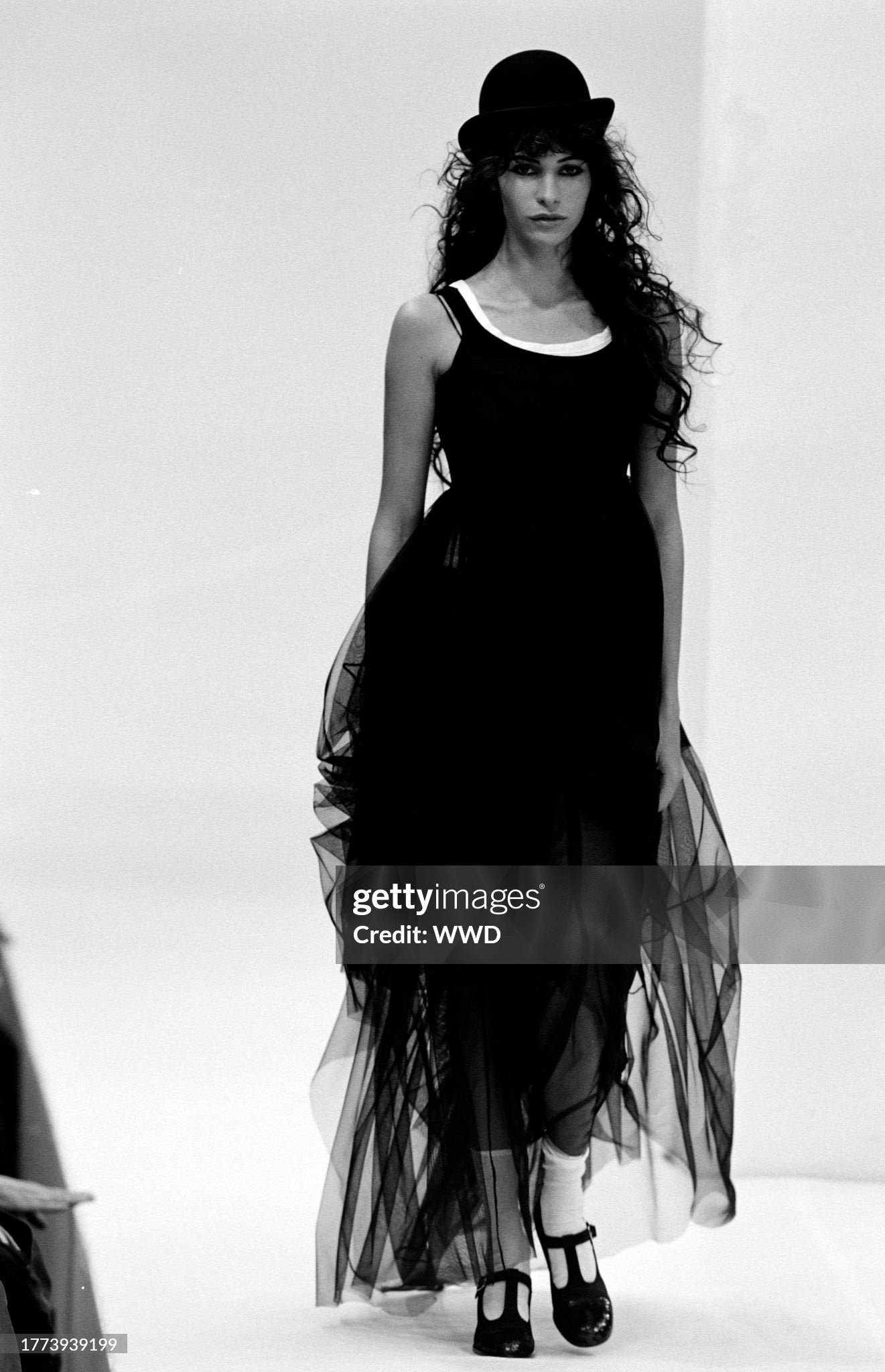 Dolce & Gabbana Spring 1994 Black Draped Tulle Gown