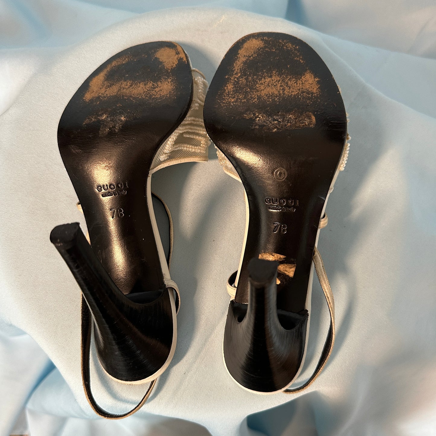 Gucci by Tom Ford 1998 Beaded White Heels