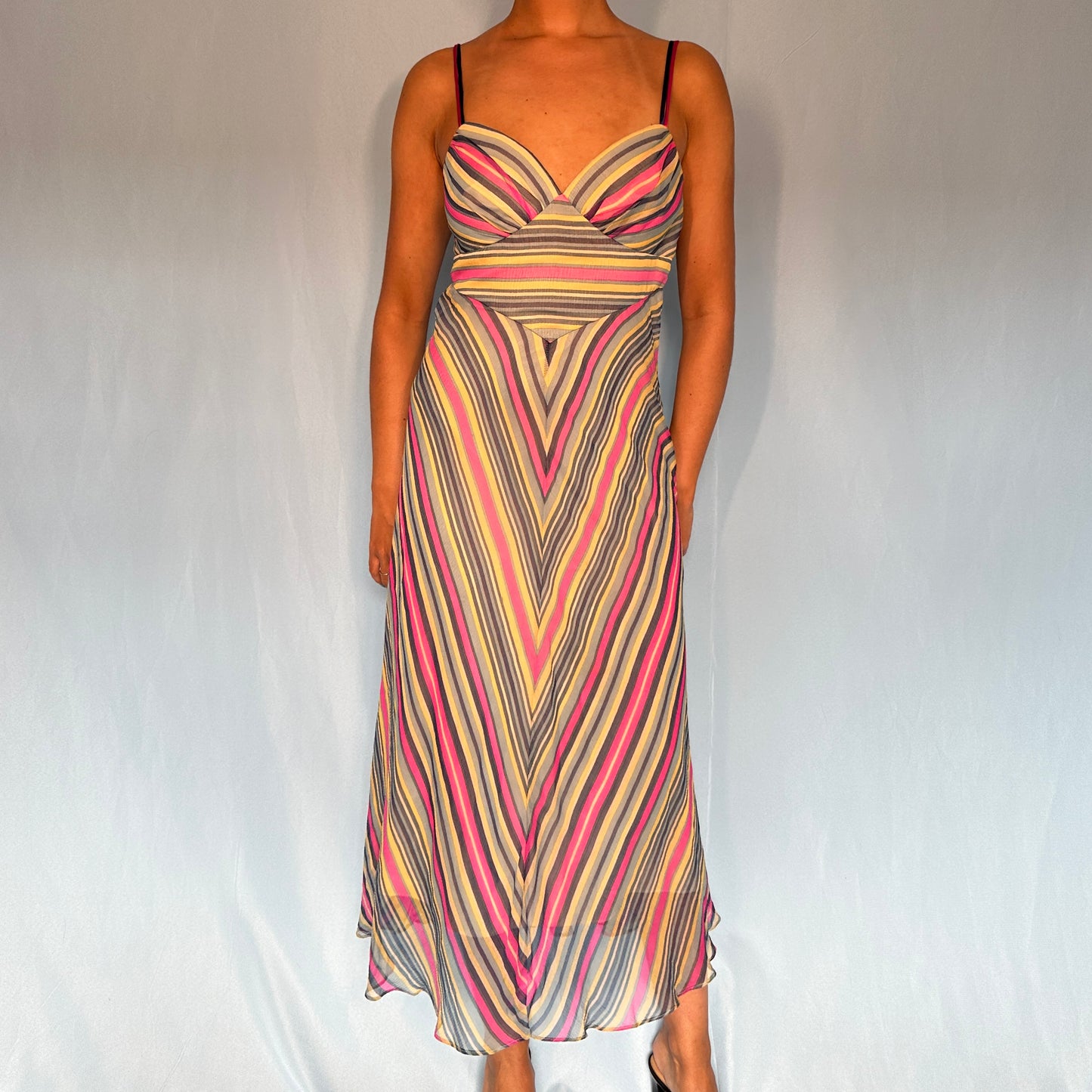 Betsey Johnson Striped Silk Chiffon Dress
