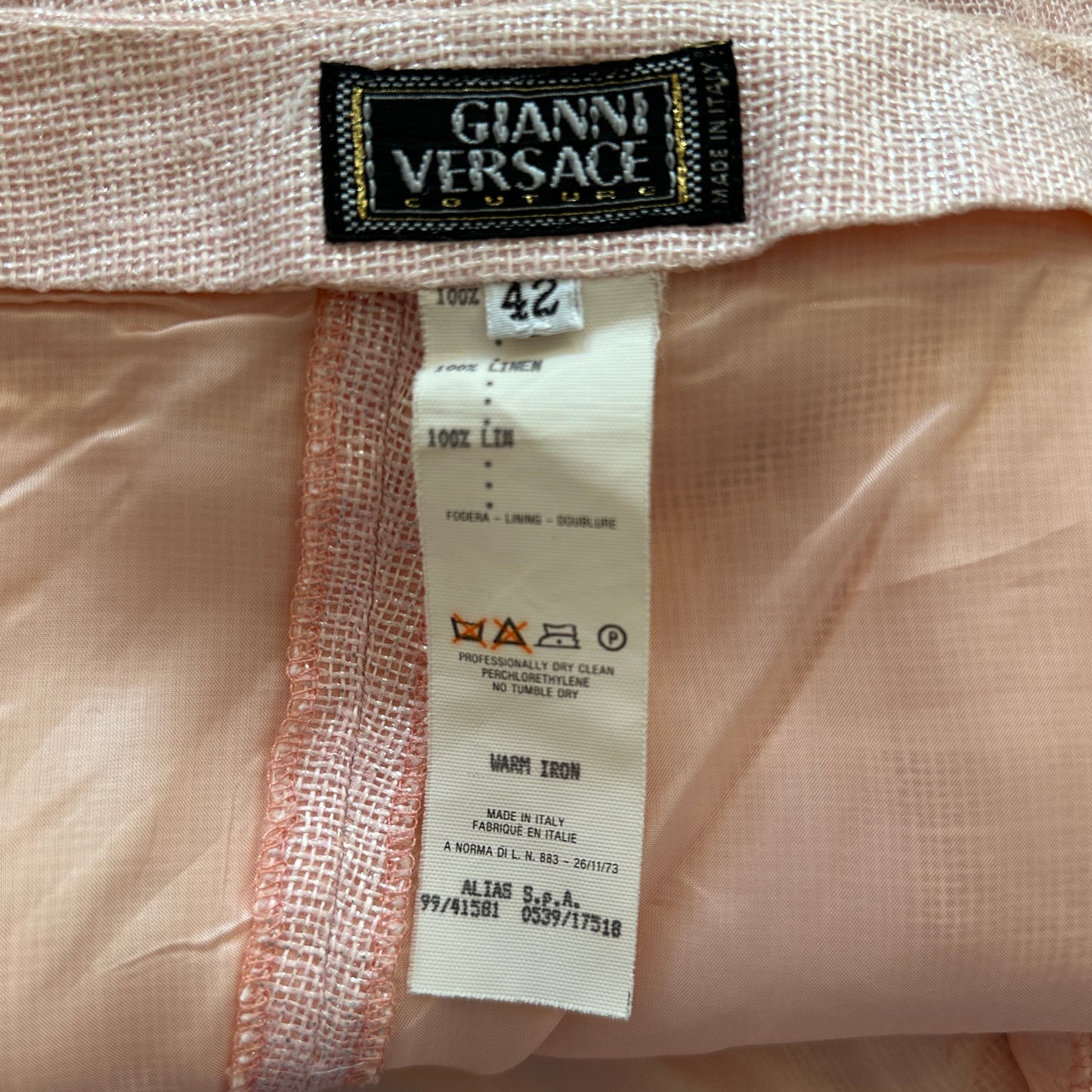 Versace Spring 1999 Metallic Pink Cropped Capri Pants