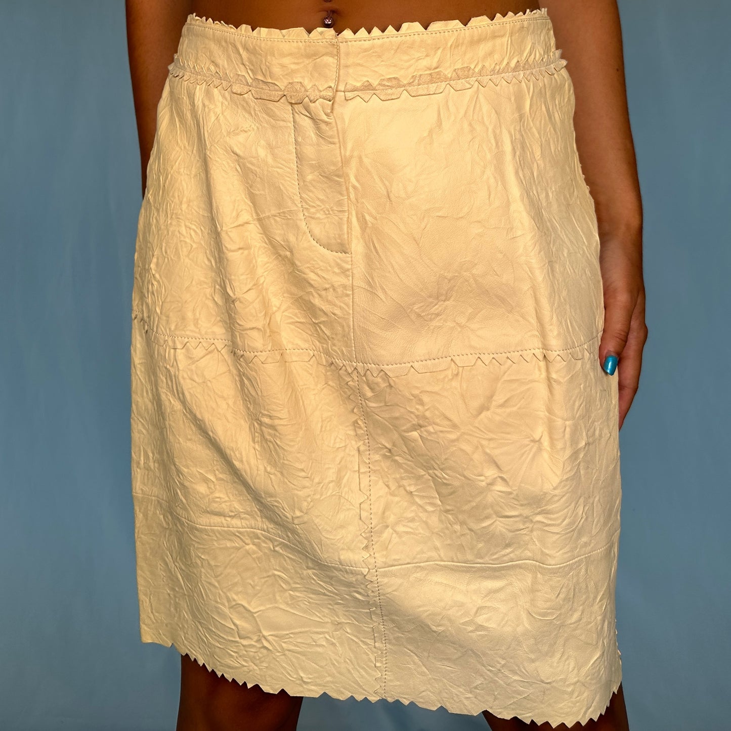 Dior Fall 2006 Cream Crinkle Leather Skirt