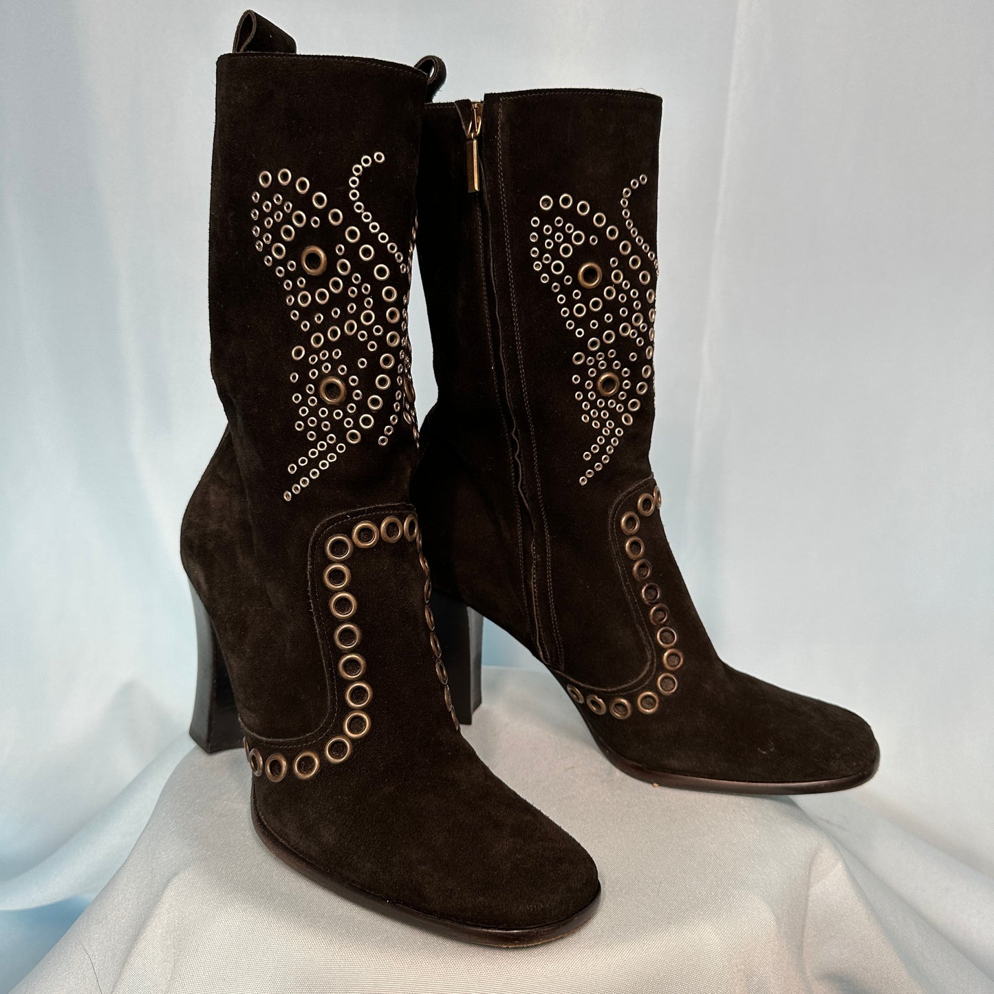 Dolce & Gabbana Butterfly Stud Black Suede Boots