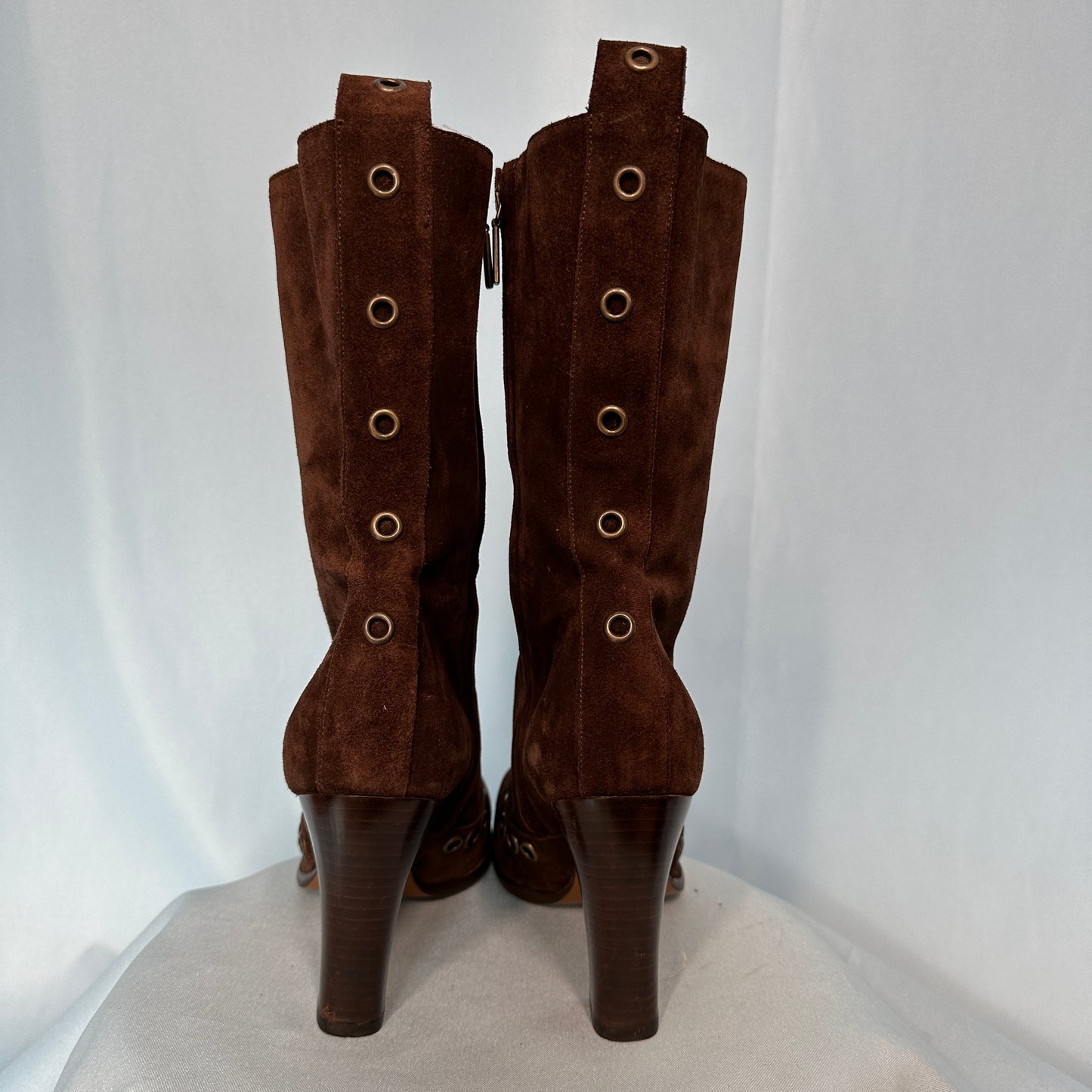 Dolce & Gabbana Butterfly Studded Brown Suede Boots