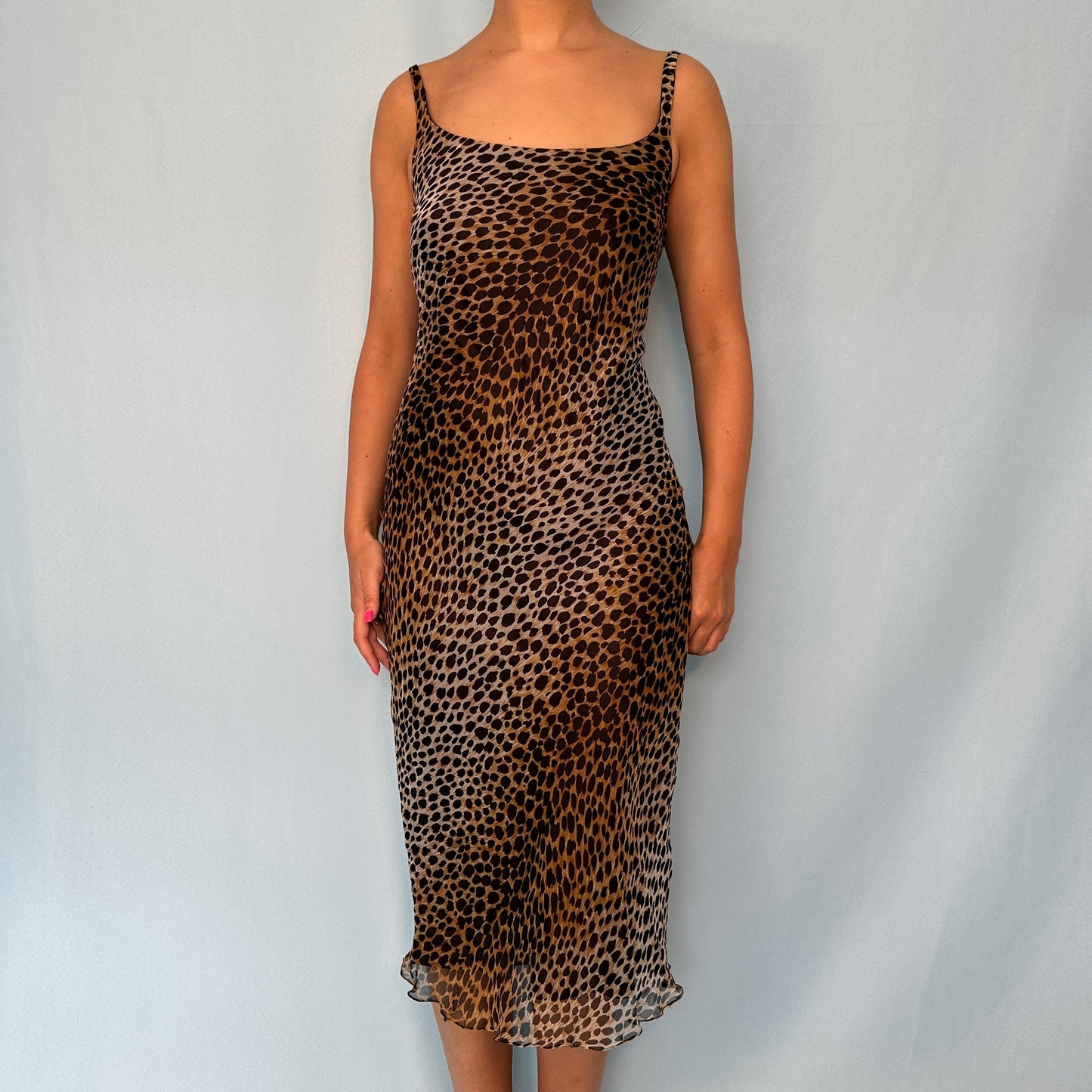 Dolce & Gabbana Spring 1996 Leopard Print Silk Chiffon Dress