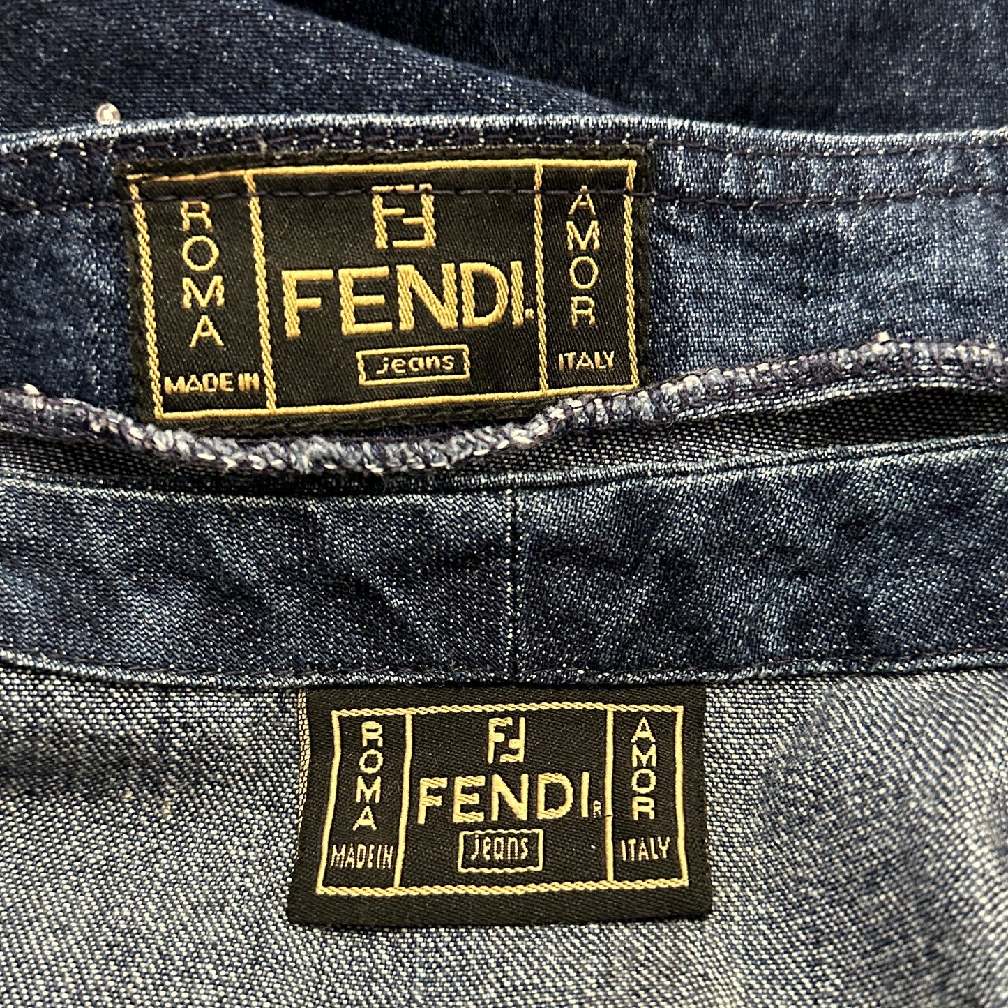 Fendi Denim Crystal Embellished Skirt & Vest Jacket Set