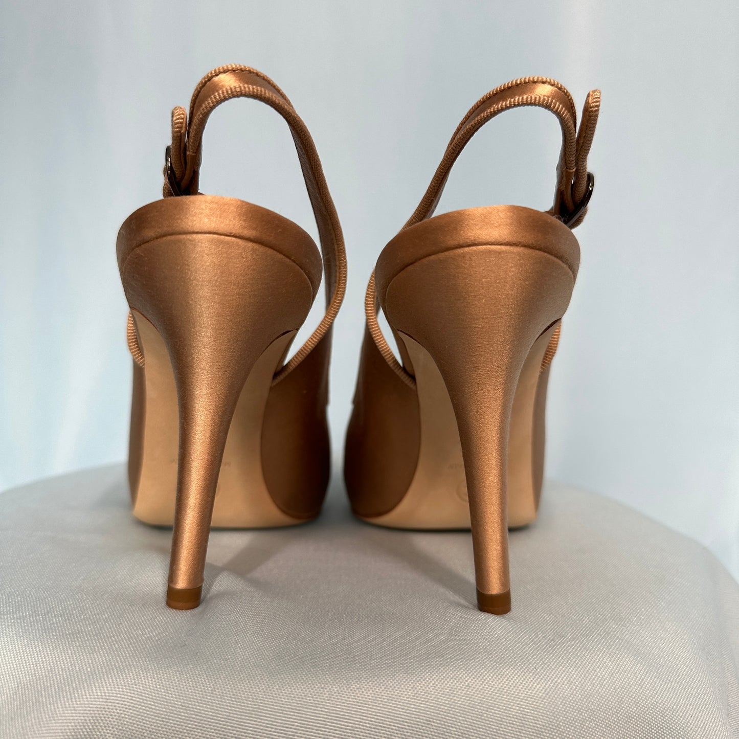 Chanel Nude Satin Ballet Style Slingback Heels