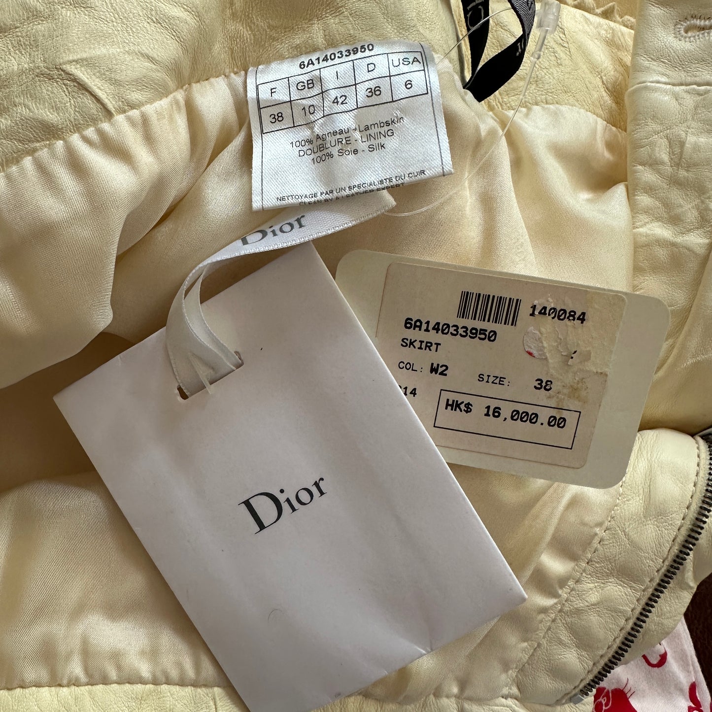 Dior Fall 2006 Cream Crinkle Leather Skirt