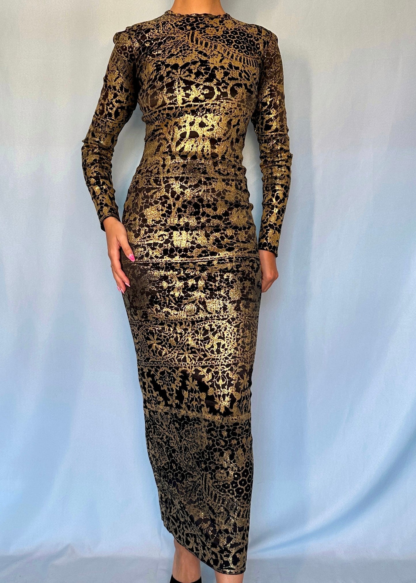 Vivienne Westwood Fall 1992 Runway Sample Black Metallic Gold Dress
