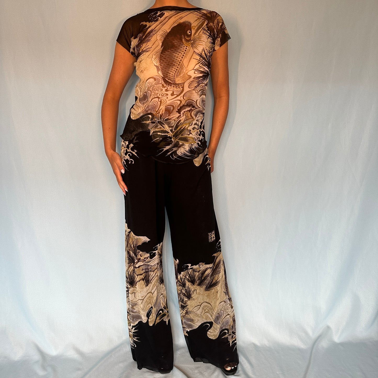 Jean Paul Gaultier Koi Fish Mesh Two Piece Pants & Top Set