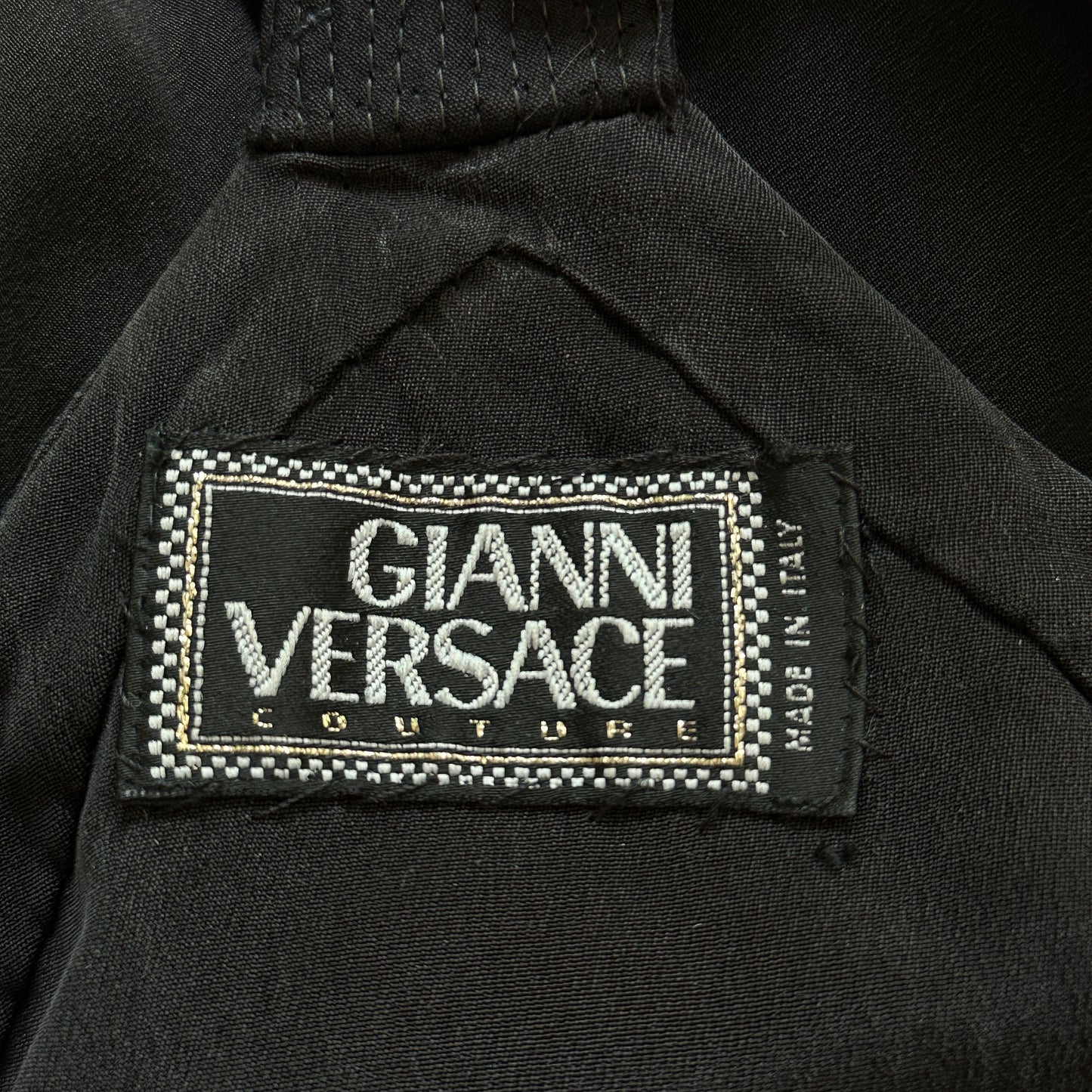 Versace Spring 1994 Medusa Strap Black Silk Gown Dress