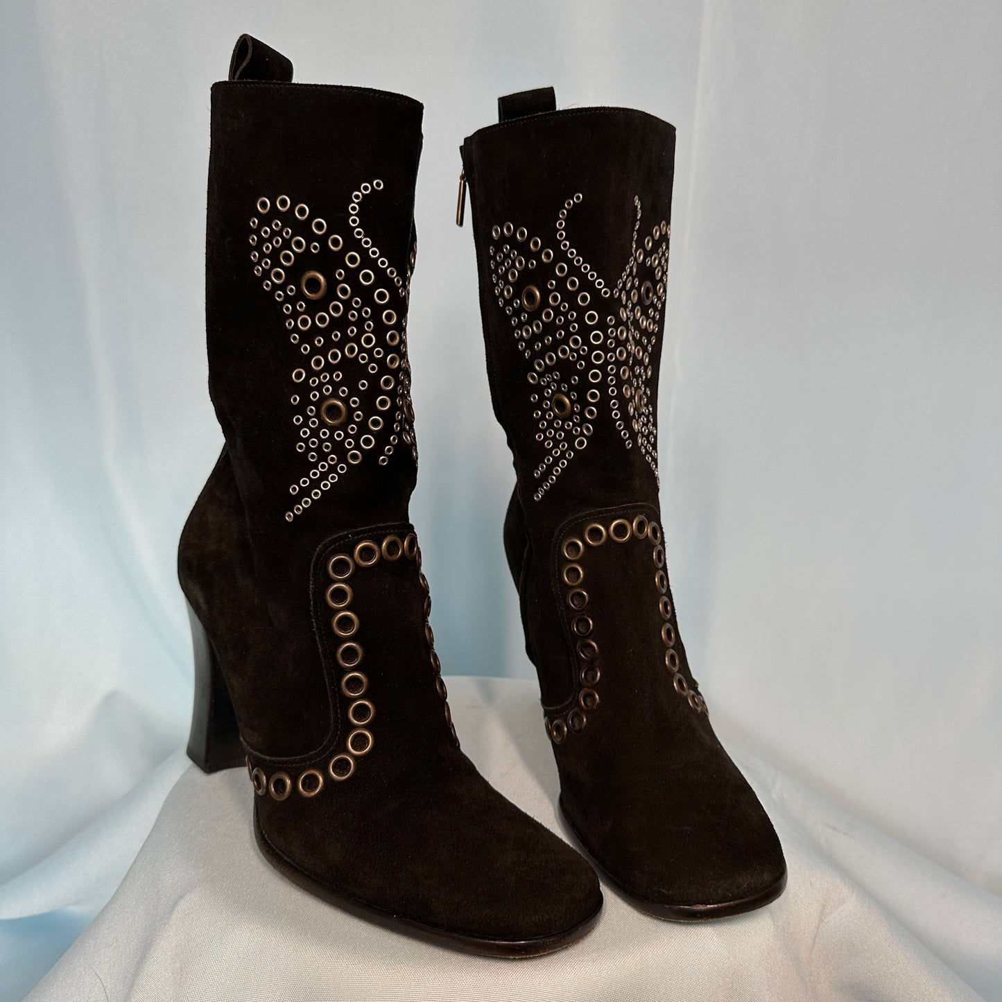 Dolce & Gabbana Butterfly Stud Black Suede Boots