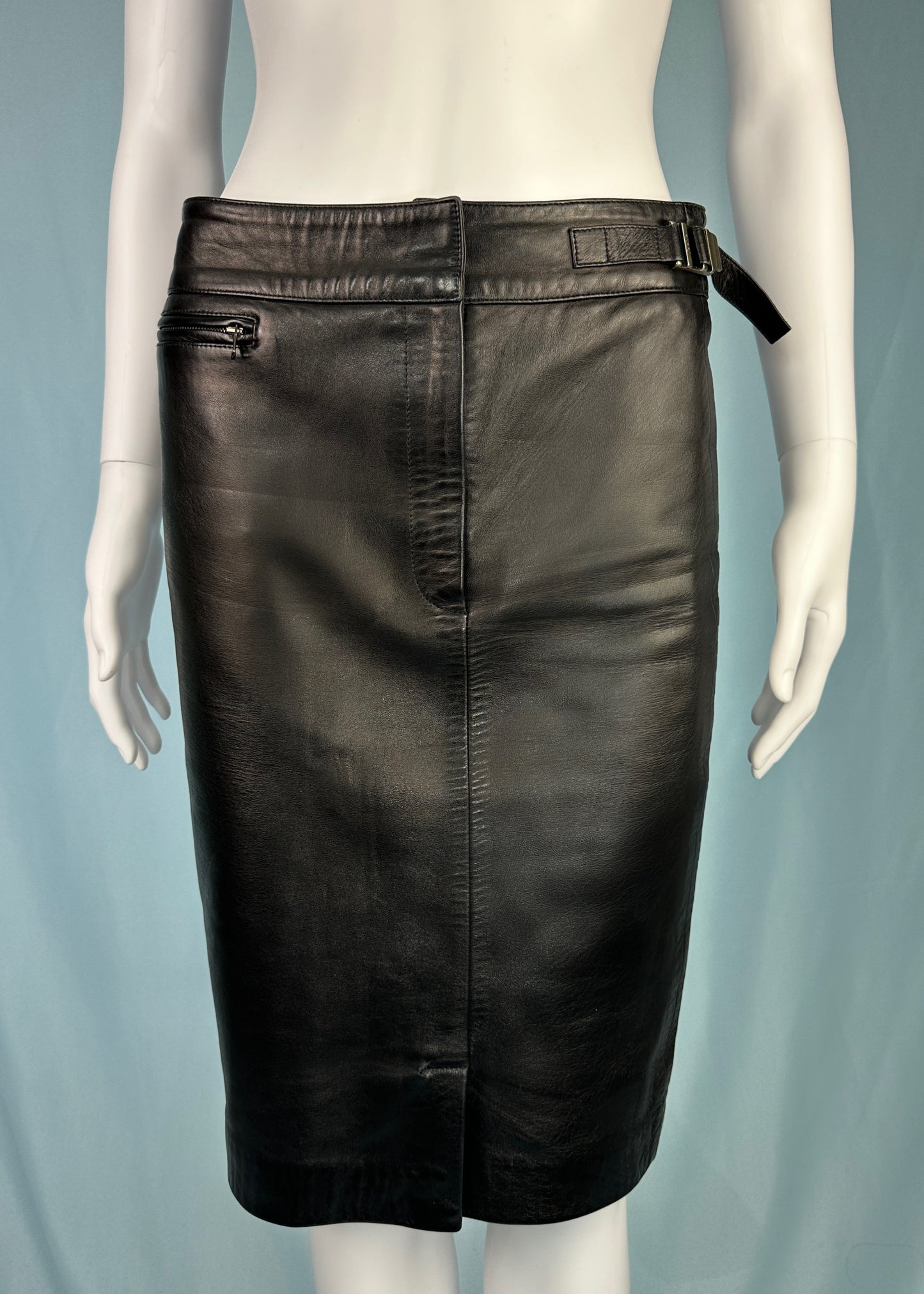 Gucci Fall 1998 Leather Buckle Detail Skirt