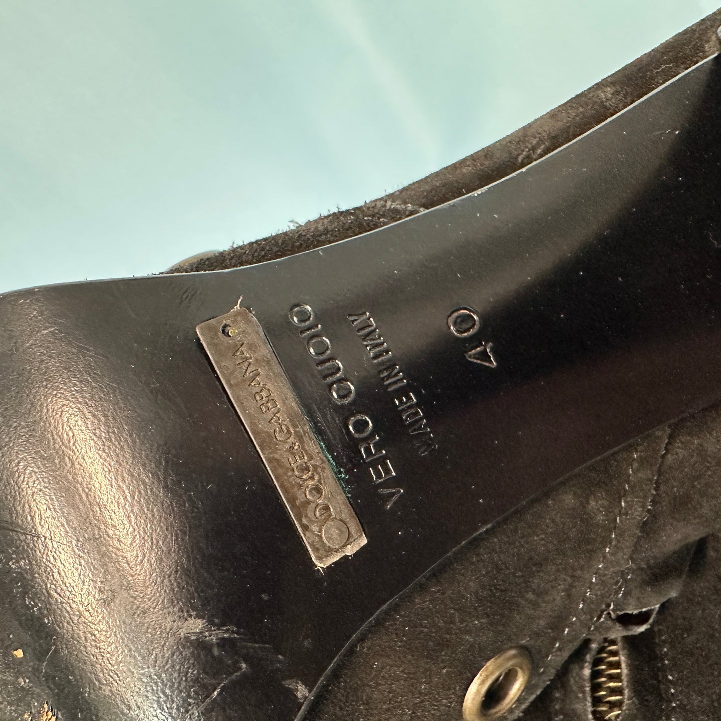 Dolce & Gabbana Butterfly Stud Black Suede Boots