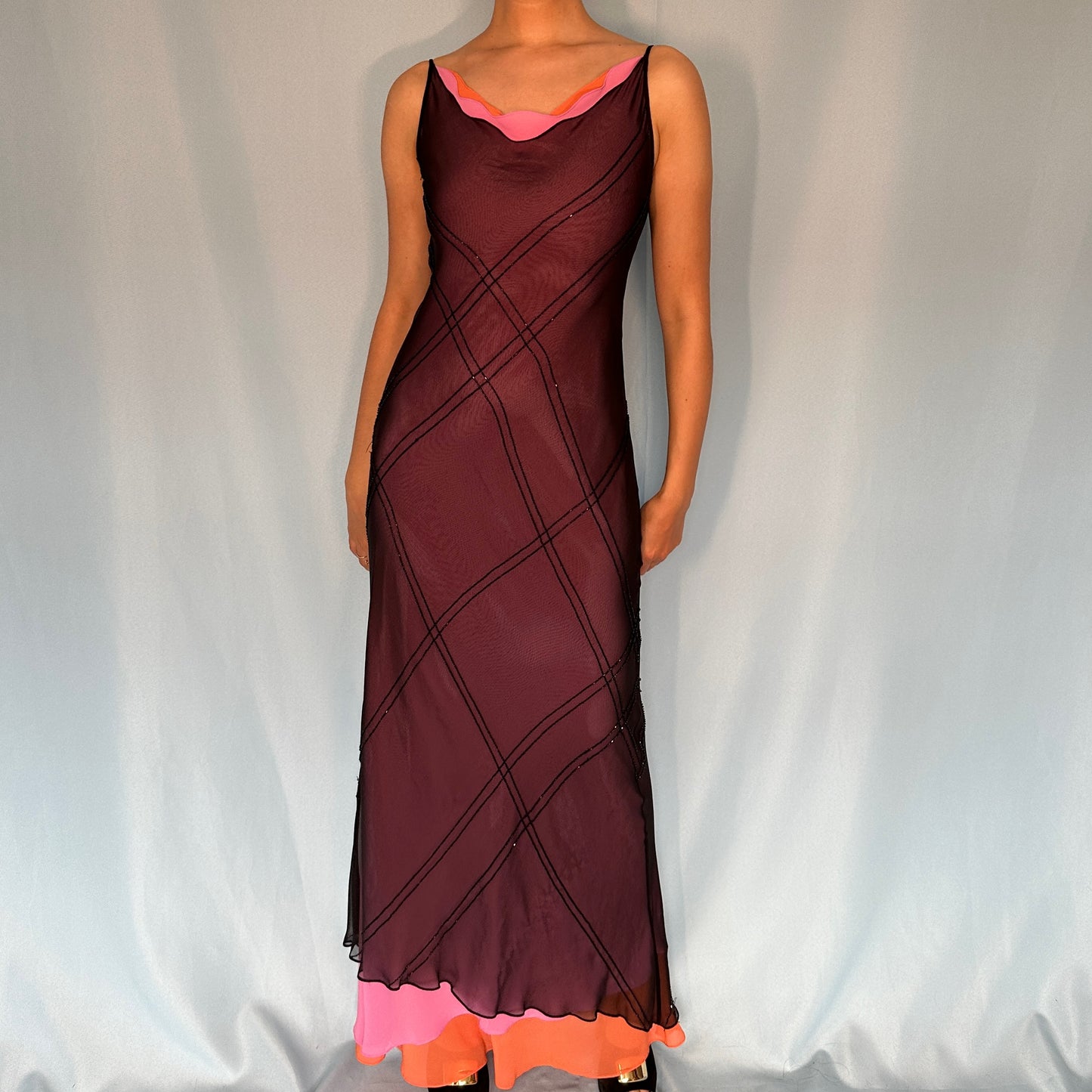 Vintage Chiffon Bead Embellished Dress
