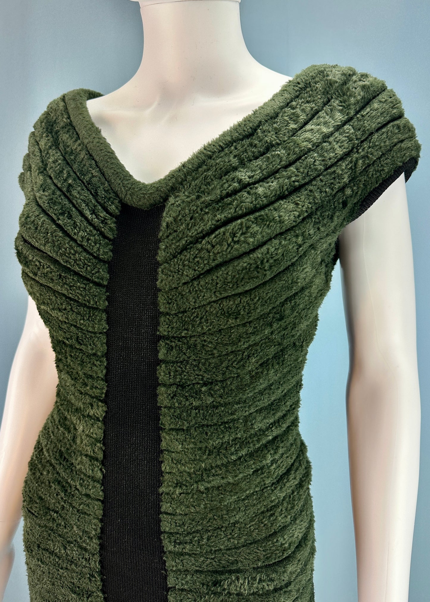 Azzedine Alaia Spring 1994 Houpette Chenille Green Dress