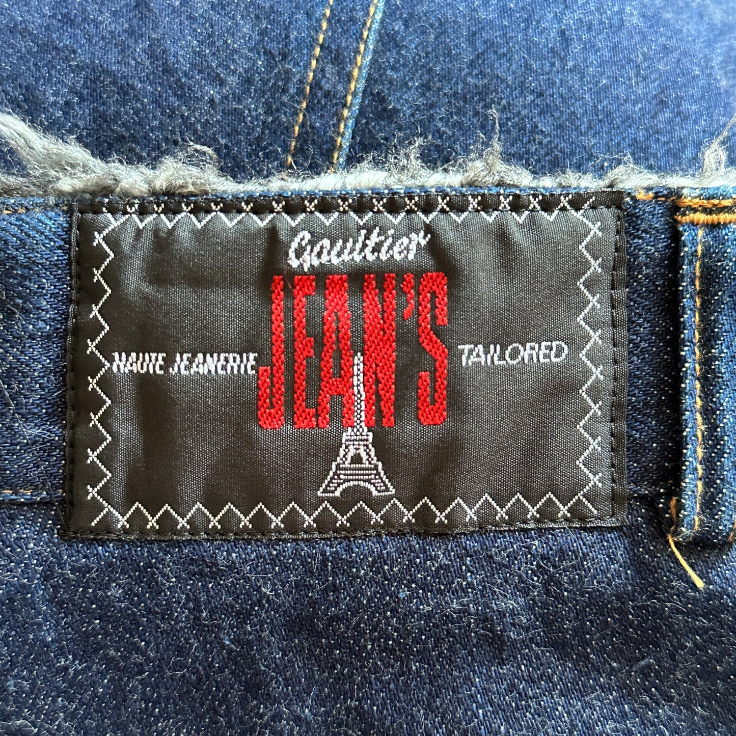 Jean Paul Gaultier Fall 1995 Denim Zip & Faux Fur Detail Maxi Skirt