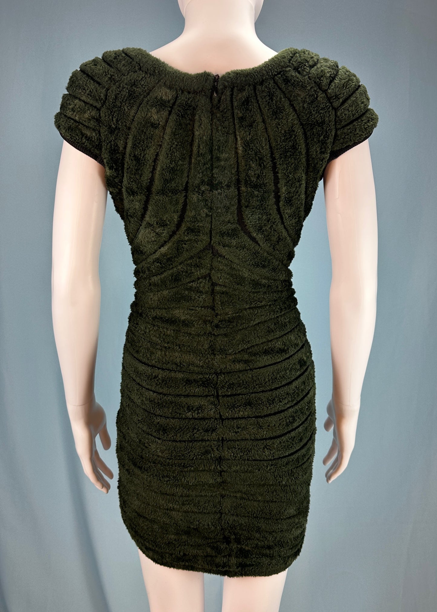 Azzedine Alaia Spring 1994 Houpette Chenille Green Dress