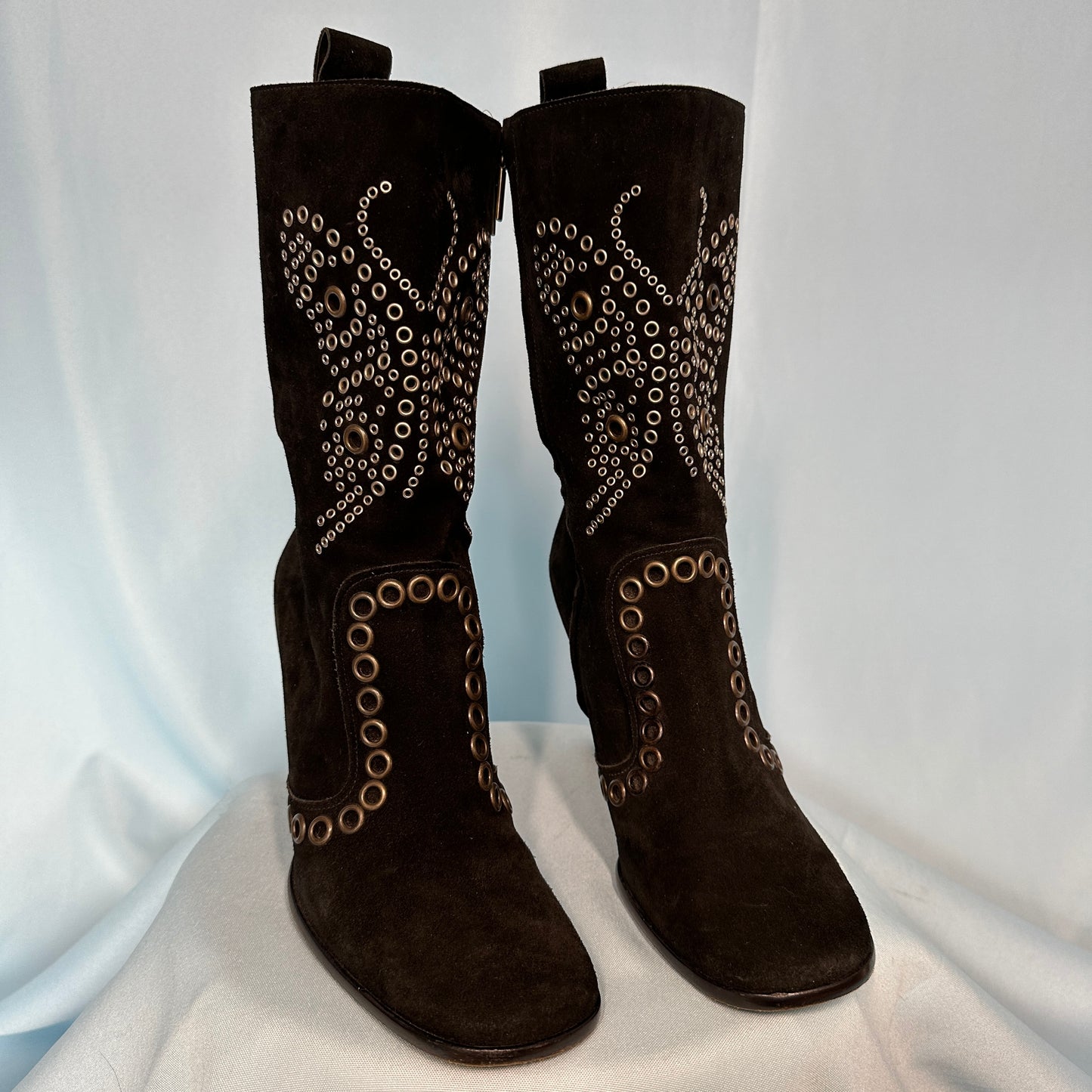 Dolce & Gabbana Butterfly Stud Black Suede Boots