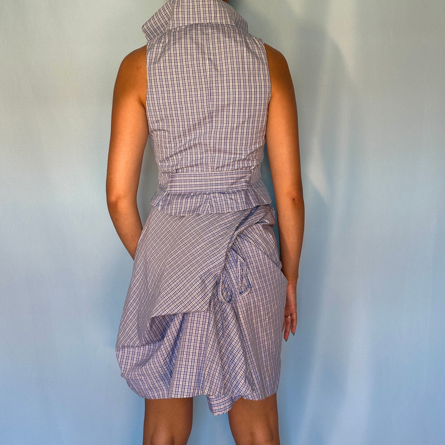 Vivienne Westwood Spring 1994 “Cafe Society” Checked Bustle Skirt & Waistcoat Set
