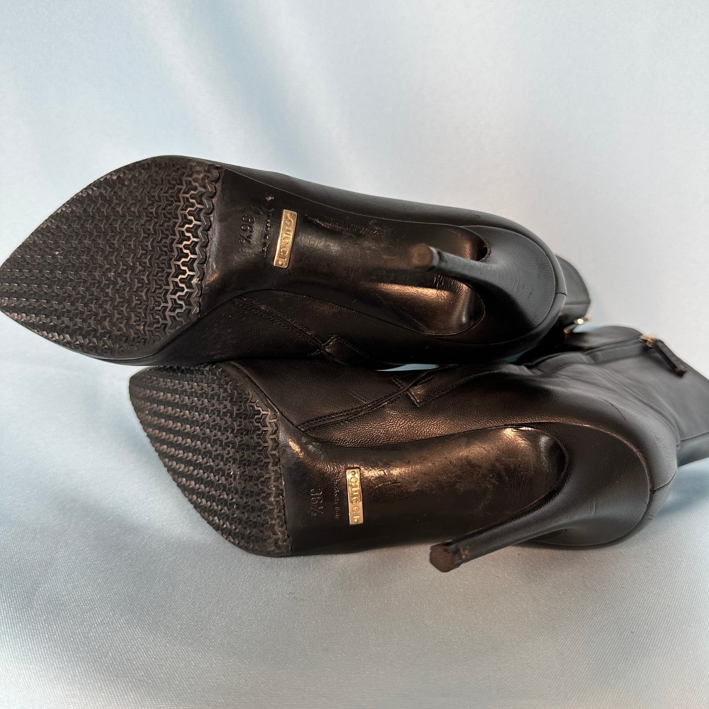 Gucci “Rooney” Large Horsebit Leather Boots