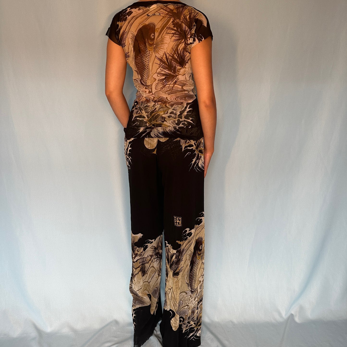 Jean Paul Gaultier Koi Fish Mesh Two Piece Pants & Top Set