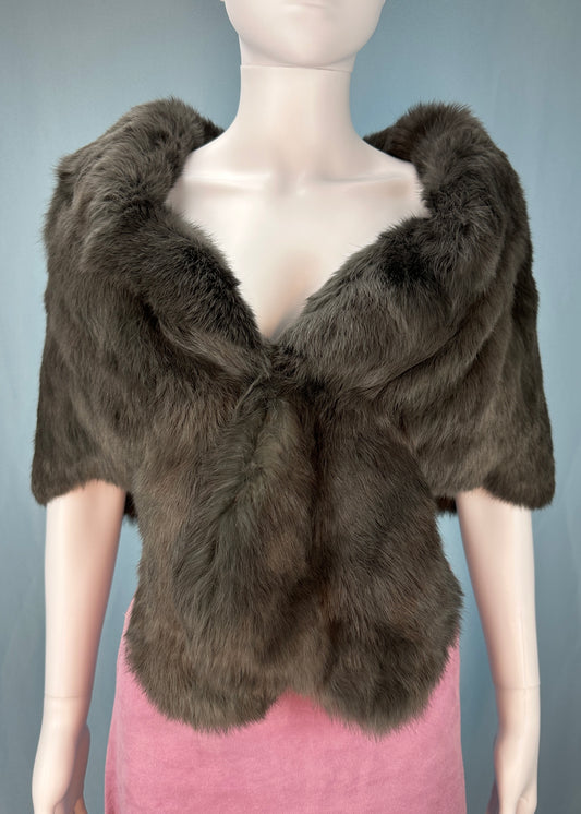 Dior Grey Fur Shawl Shrug Jacket