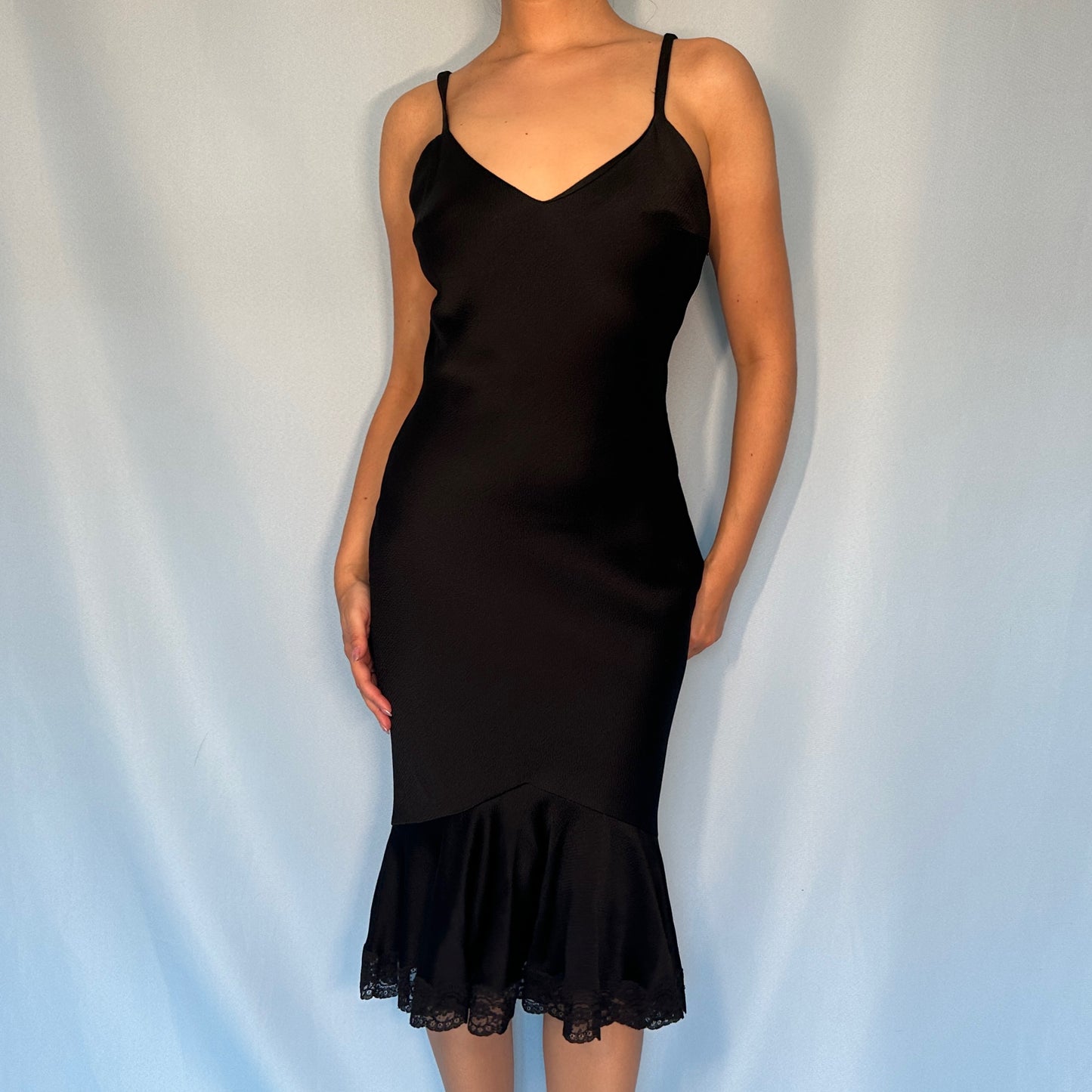 Dior Spring 1999 Black Lace Hem Dress