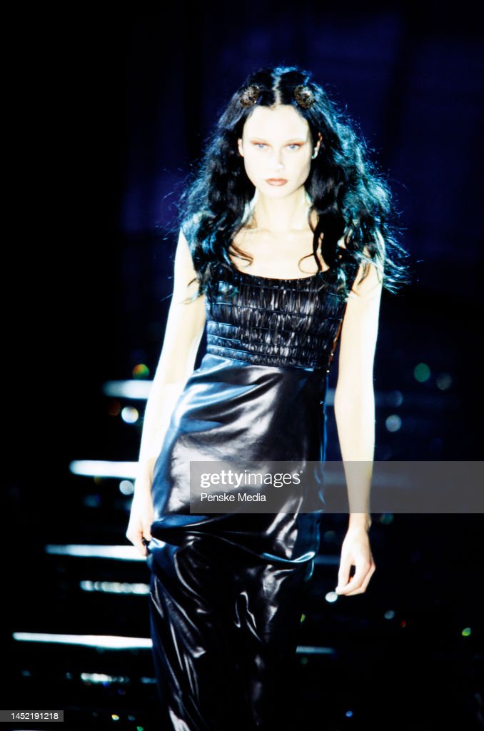 Versace Fall 1998 Runway Black Grecian Style Medusa Crystal Open Side Gown Dress