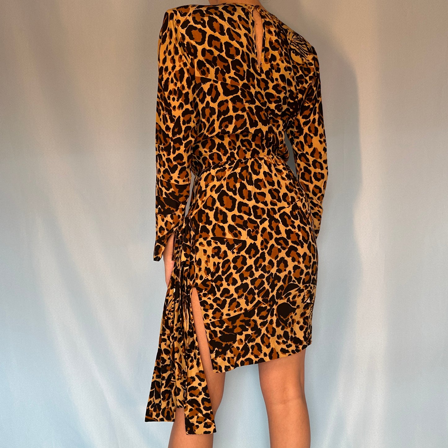 Yves Saint Laurent Rive Gauche Fall 1986 Runway Silk Leopard Dress